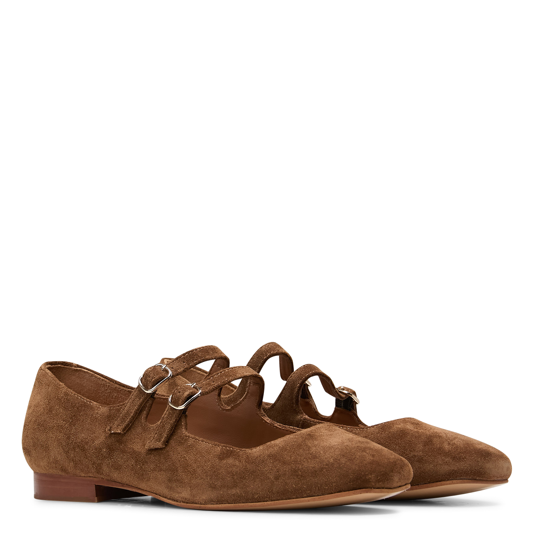 Ballerines à brides en cuir velours MELLOW YELLOW Marron