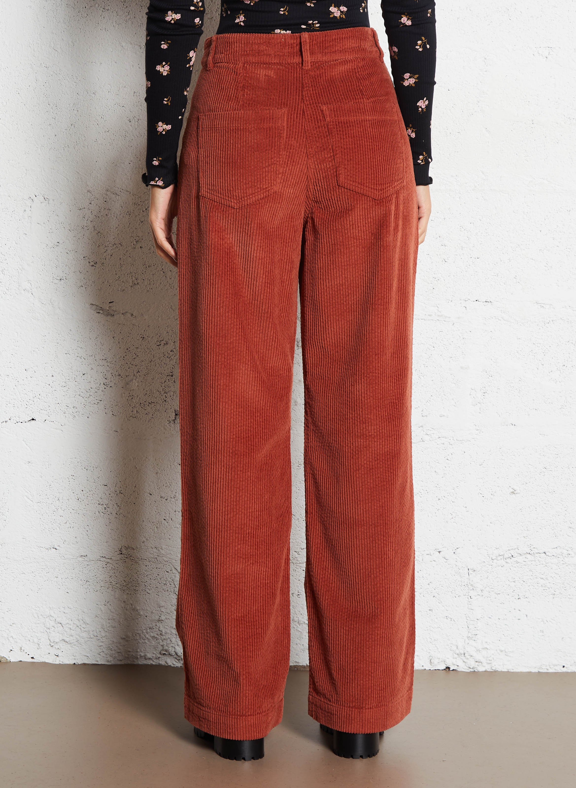 Straight corduroy velvet trousers DES PETITS HAUTS Orange