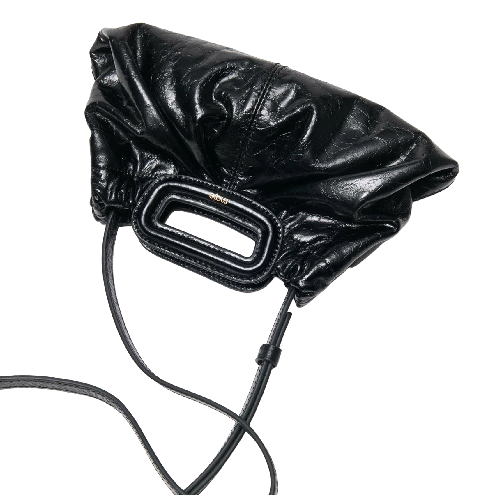 Pochette en cuir craquelé MAJE Noir