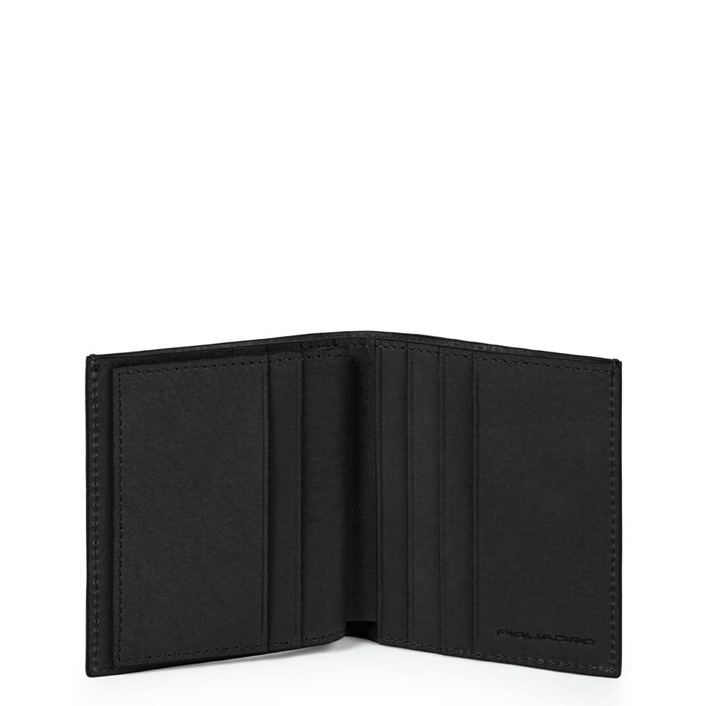 - 100% leather, - 6 cardholder slots, - 1 central compartment, - Size: L10 x H7 cm. PIQUADRO Black
