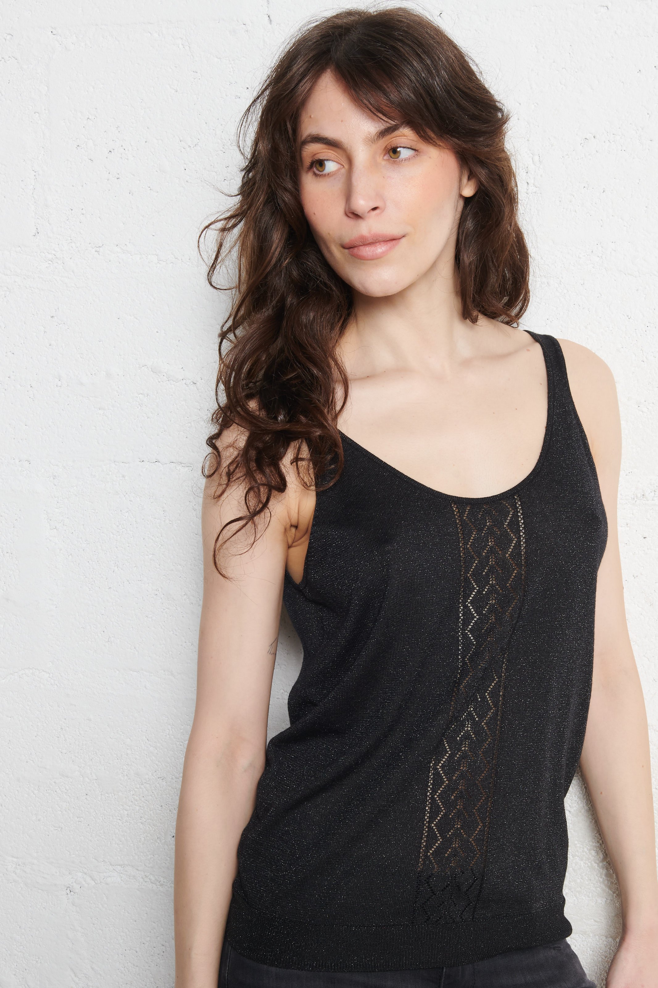 Fluid plain sequined tank top SUD EXPRESS