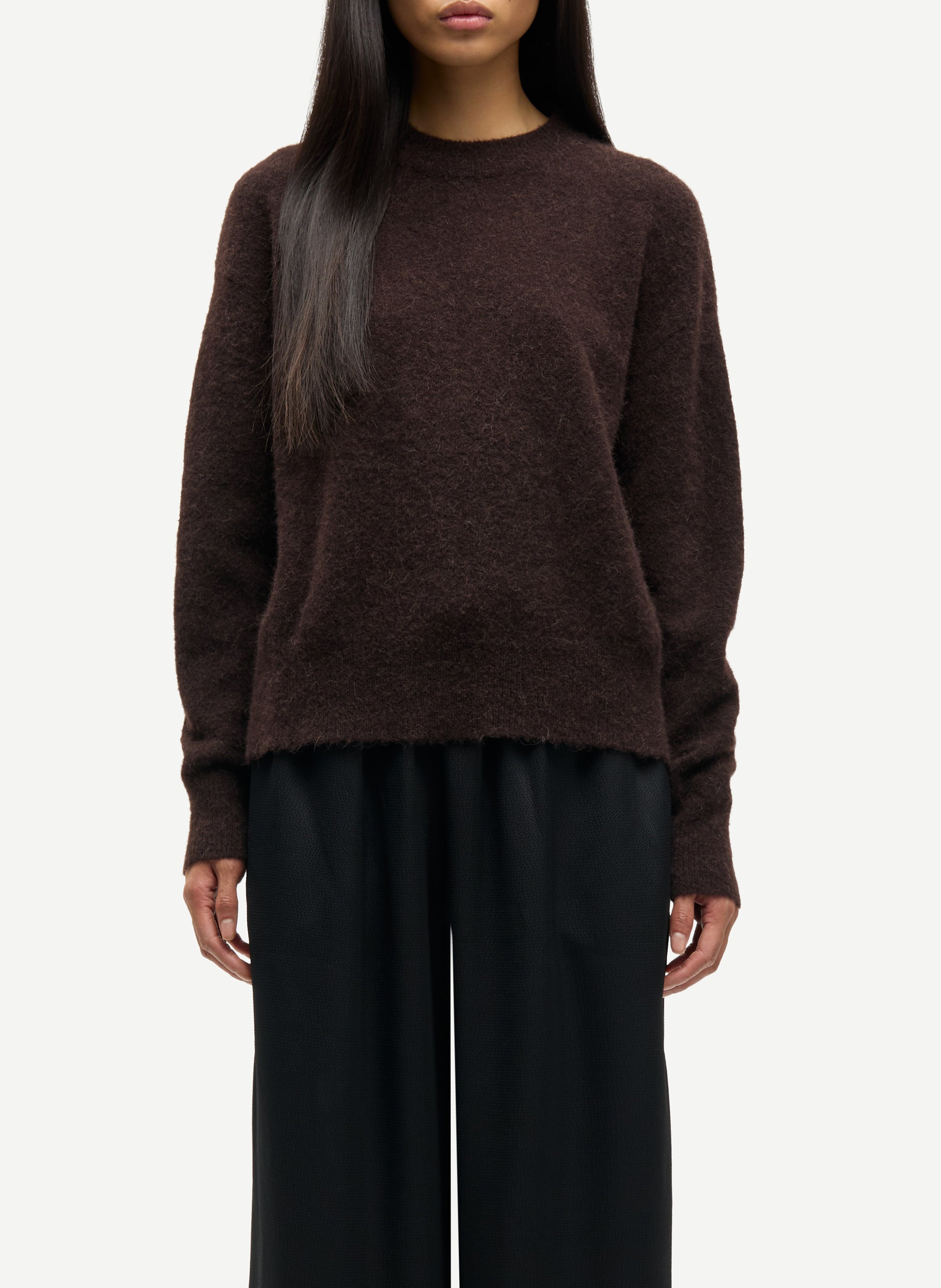 Pull col rond en laine mélangée SAMSOE SAMSOE Marron
