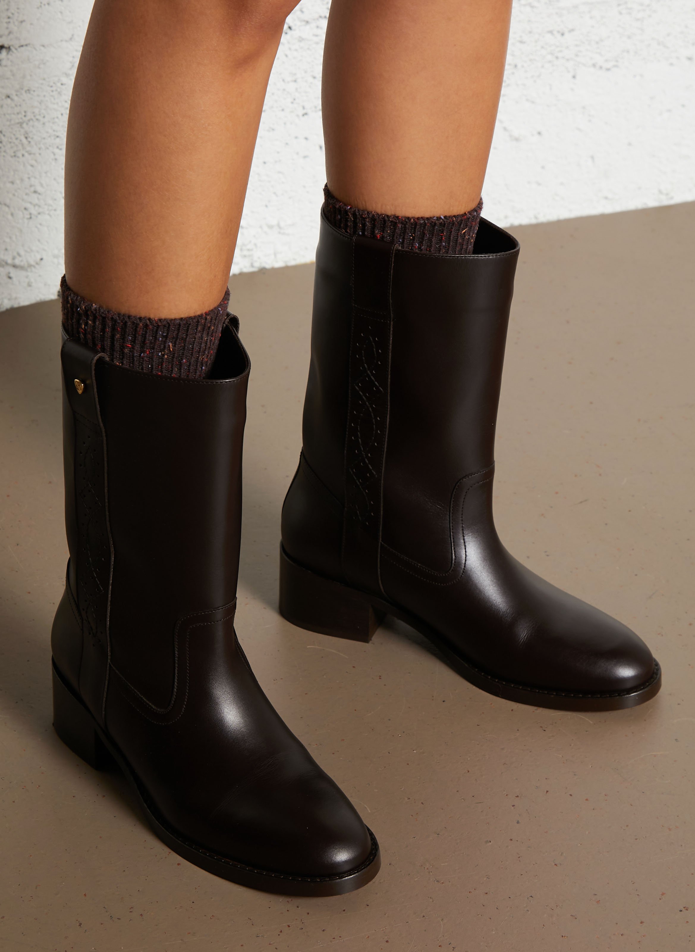 Bottes en cuir SOCQUE PARIS Marron
