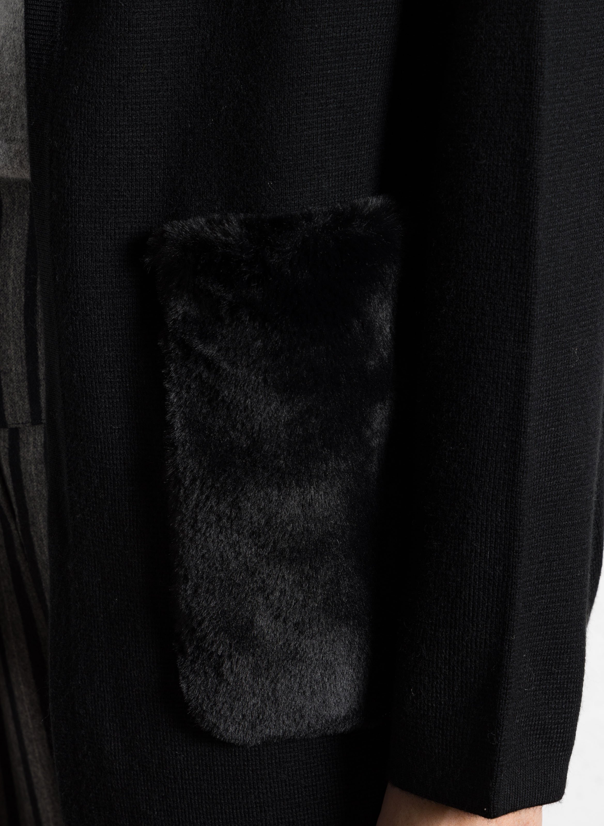 Gilet oversize à capuche en laine mélangée BERENICE Noir