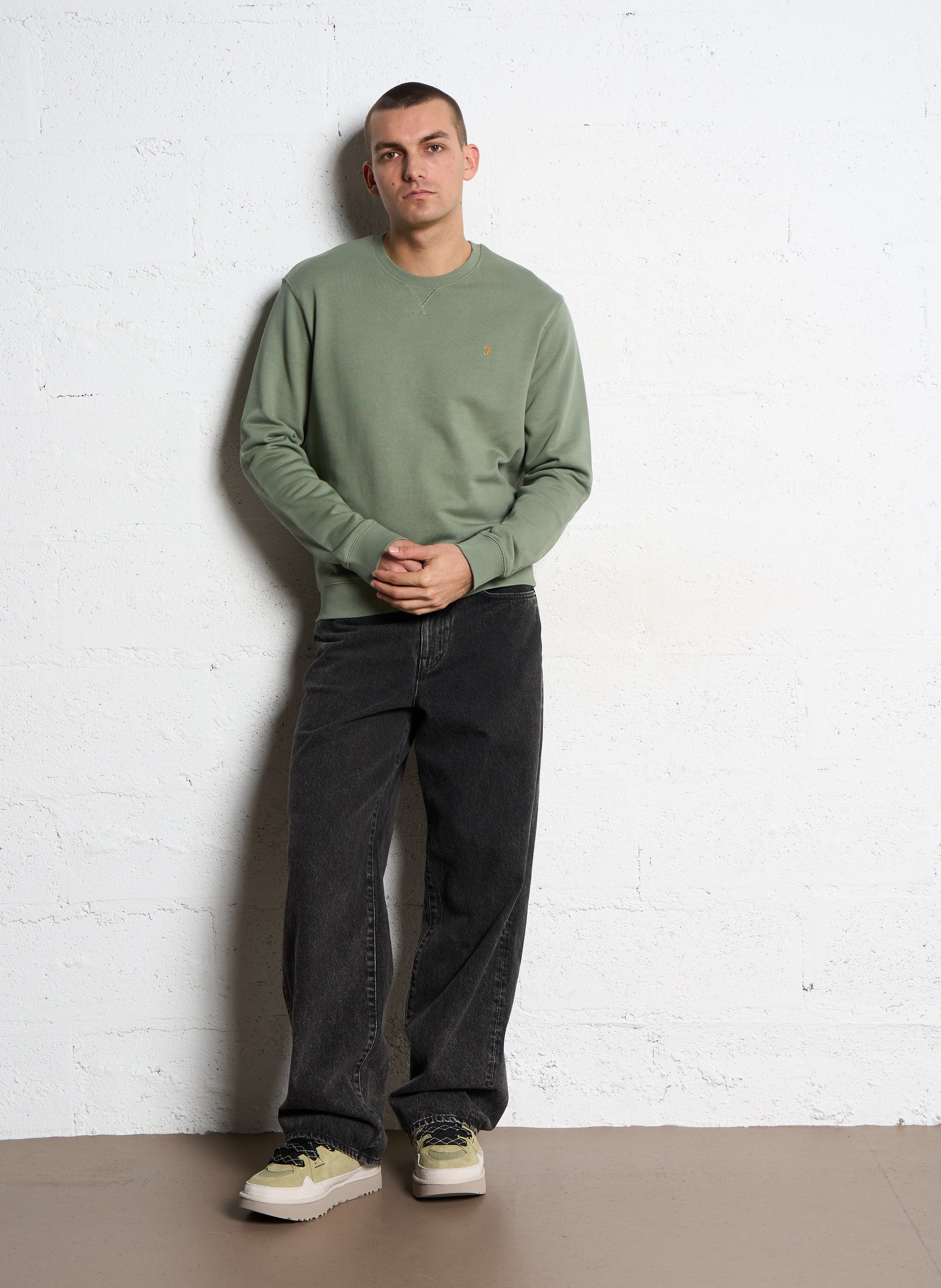 Sweat droit col rond en coton bio FARAH Vert