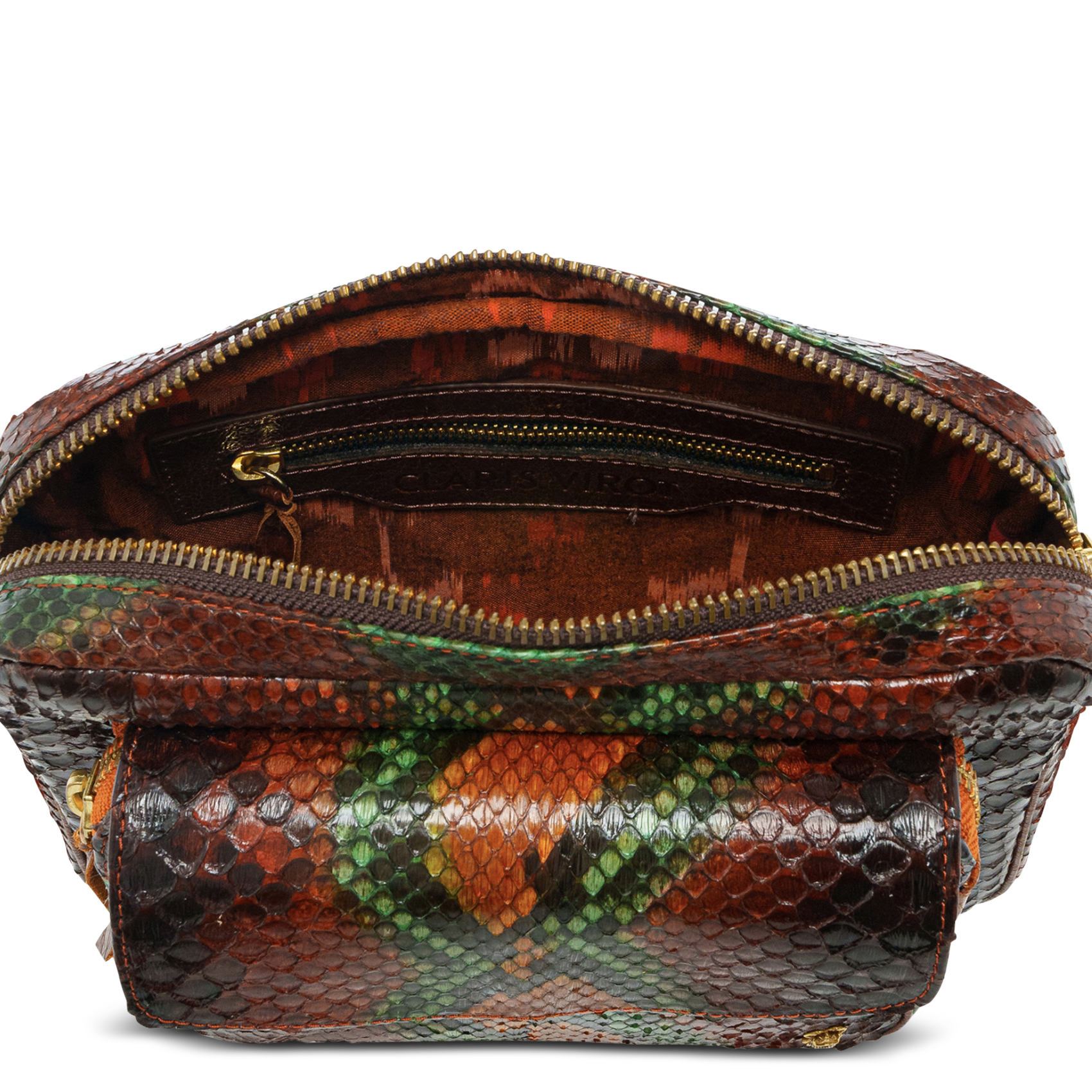 Sac porté épaule en cuir imprimé CLARIS VIROT Marron