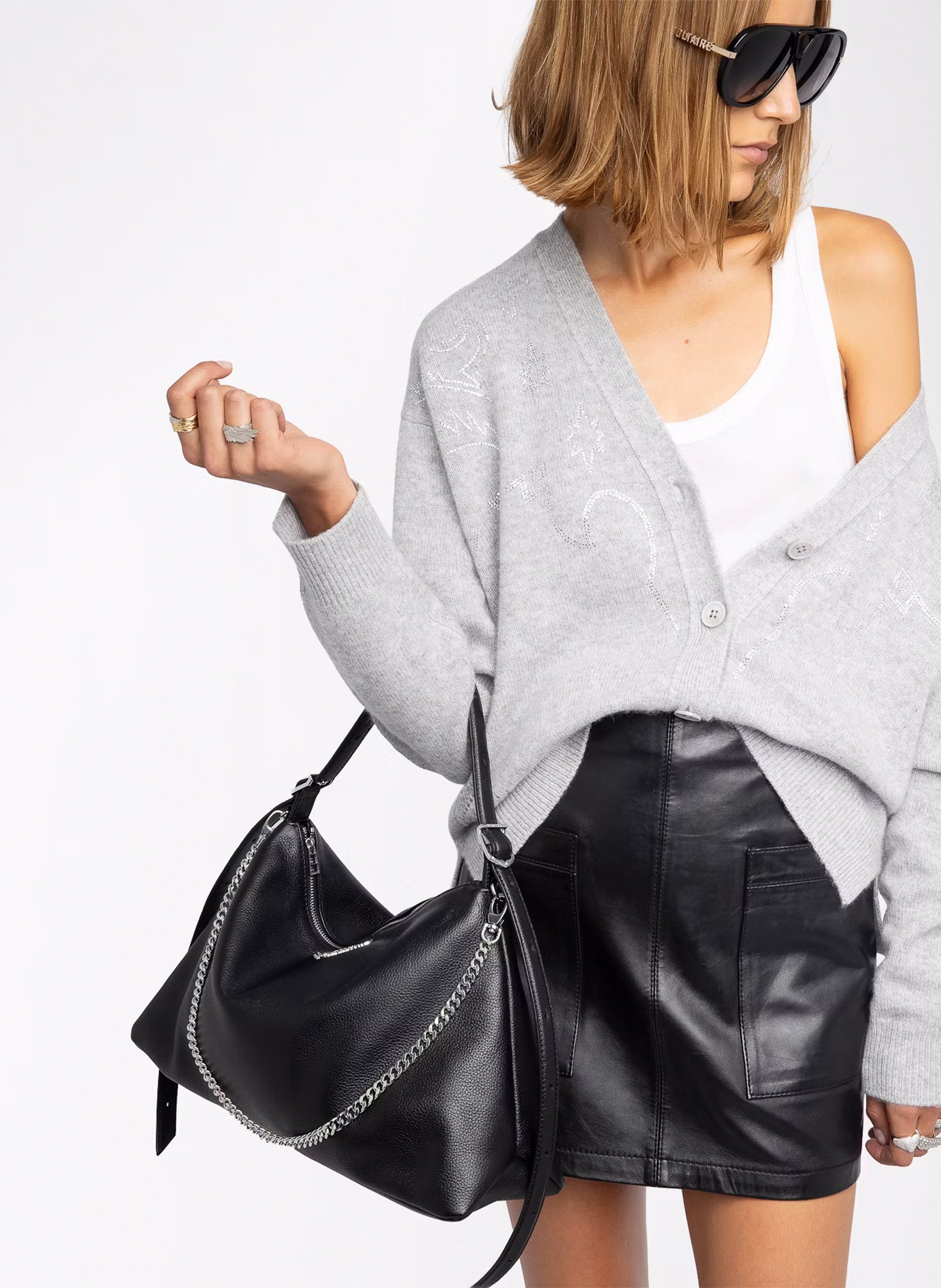 Kaschmir-Strickjacke mit V-Ausschnitt ZADIG&VOLTAIRE Grau