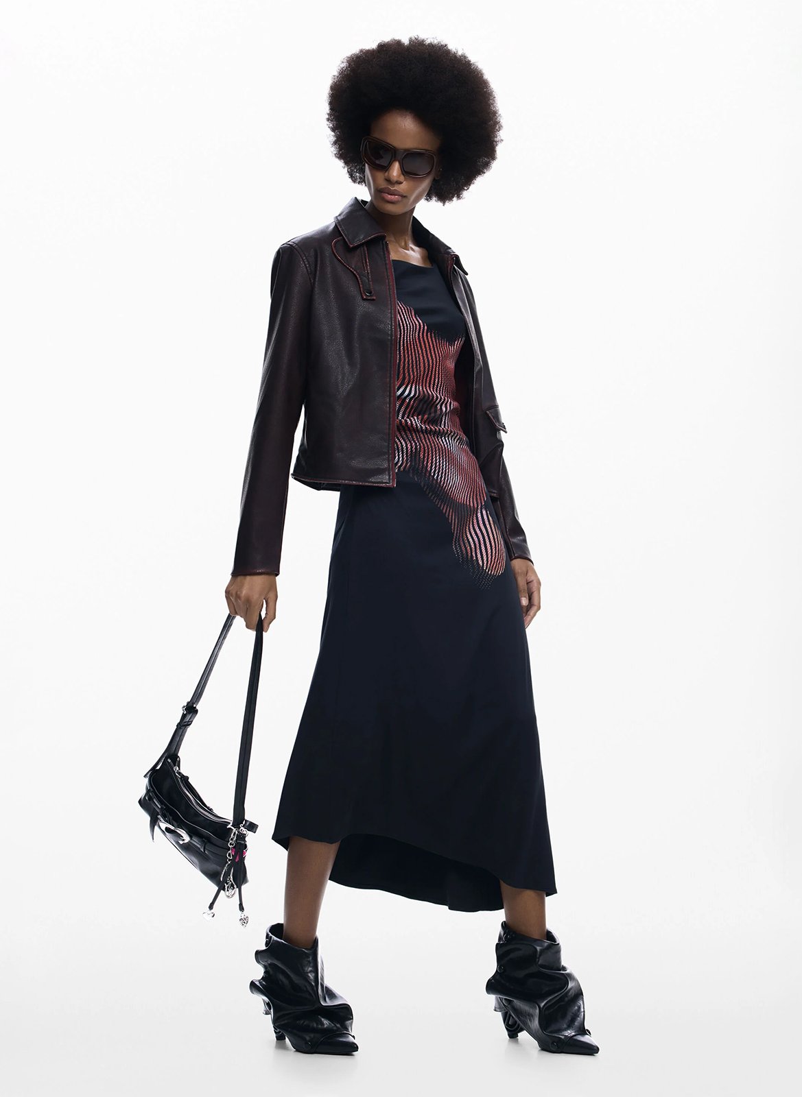 Robe midi col bateau  DESIGUAL Noir