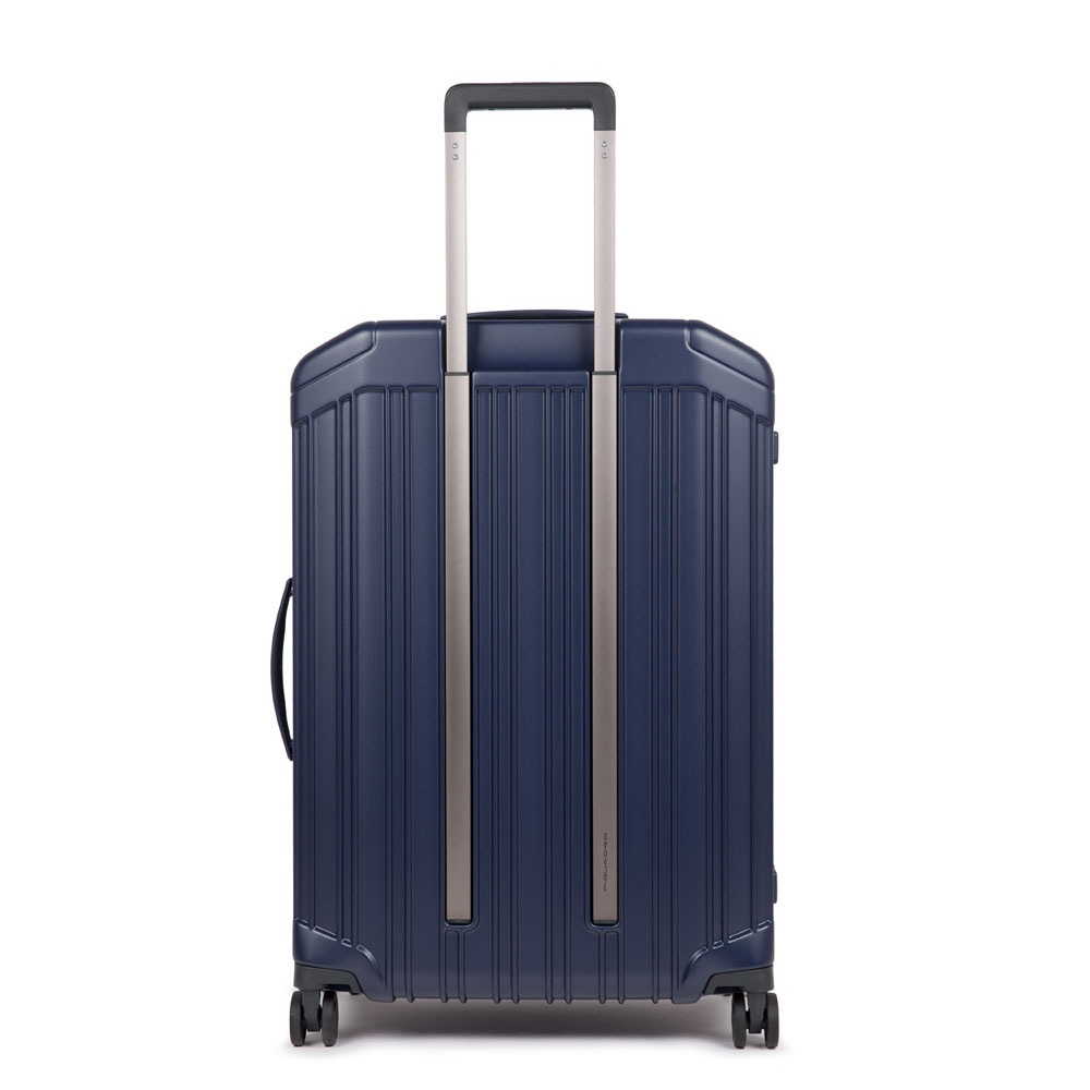 Medium-sized hardshell four-wheel trolley with TSA lock PIQUADRO Blue