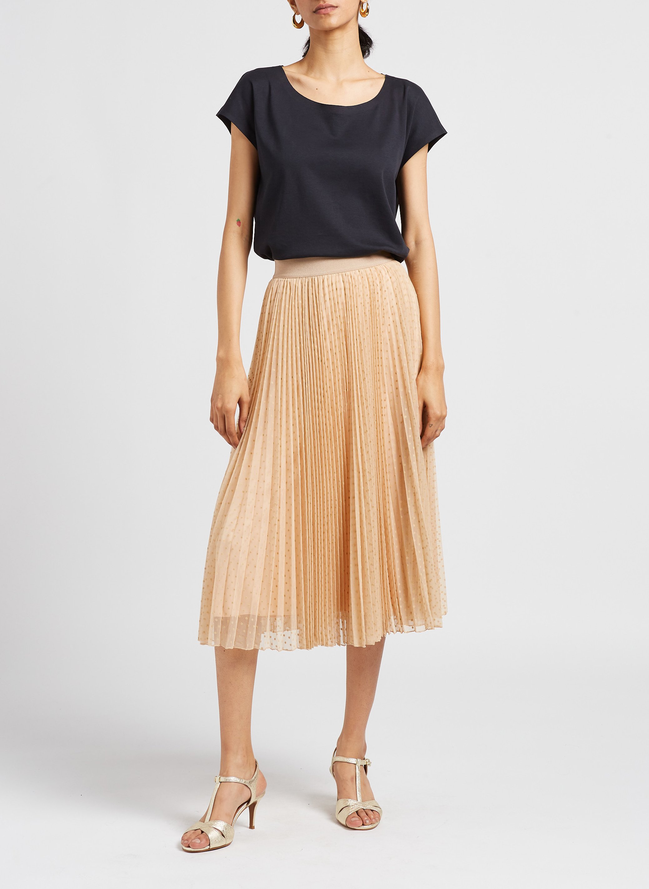 Pleated polka dot midi skirt MAX&Co. White