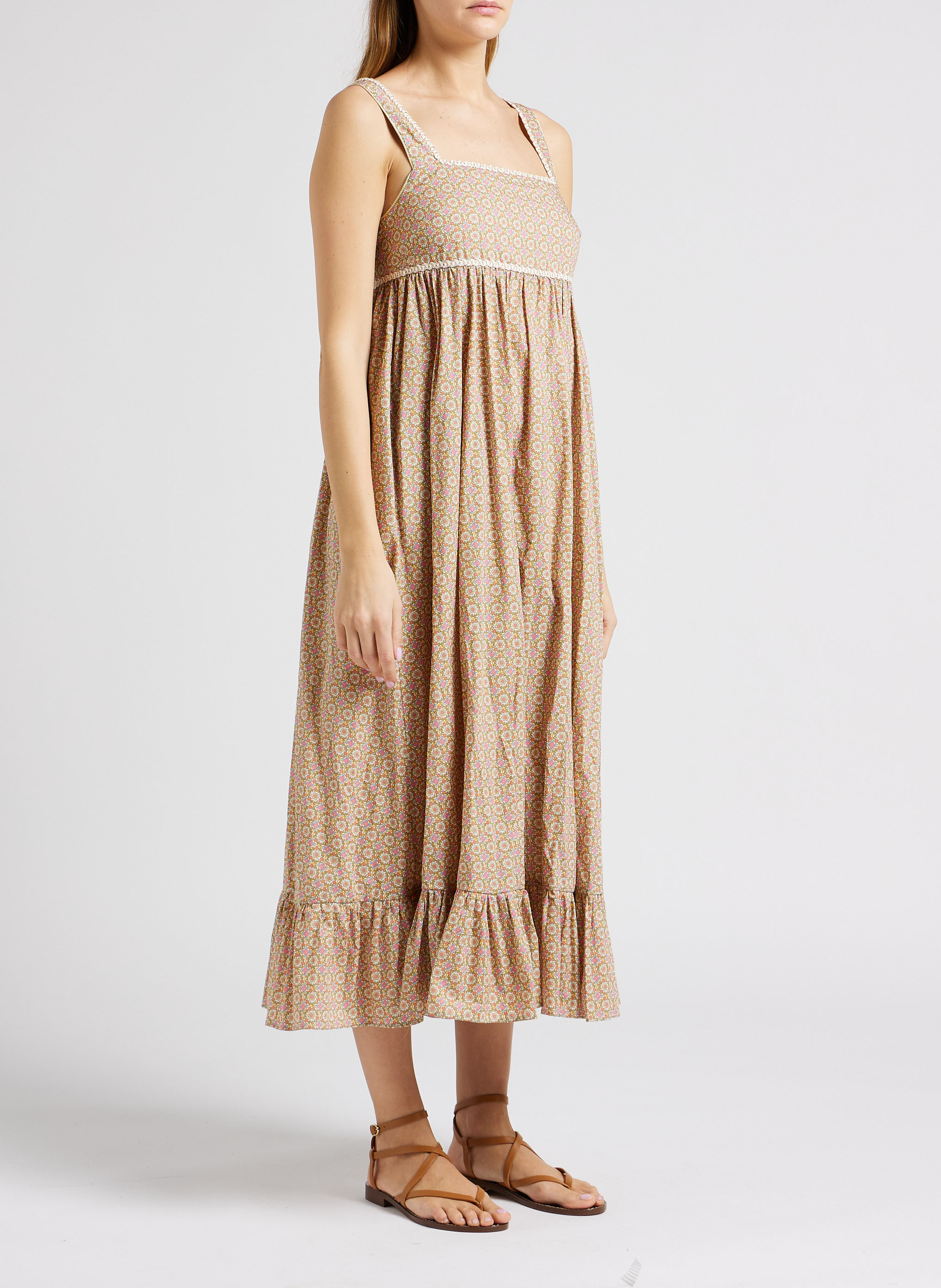 Lange jurk met vierkante hals en bloemenprint PAUL AND JOE Veelkleurig