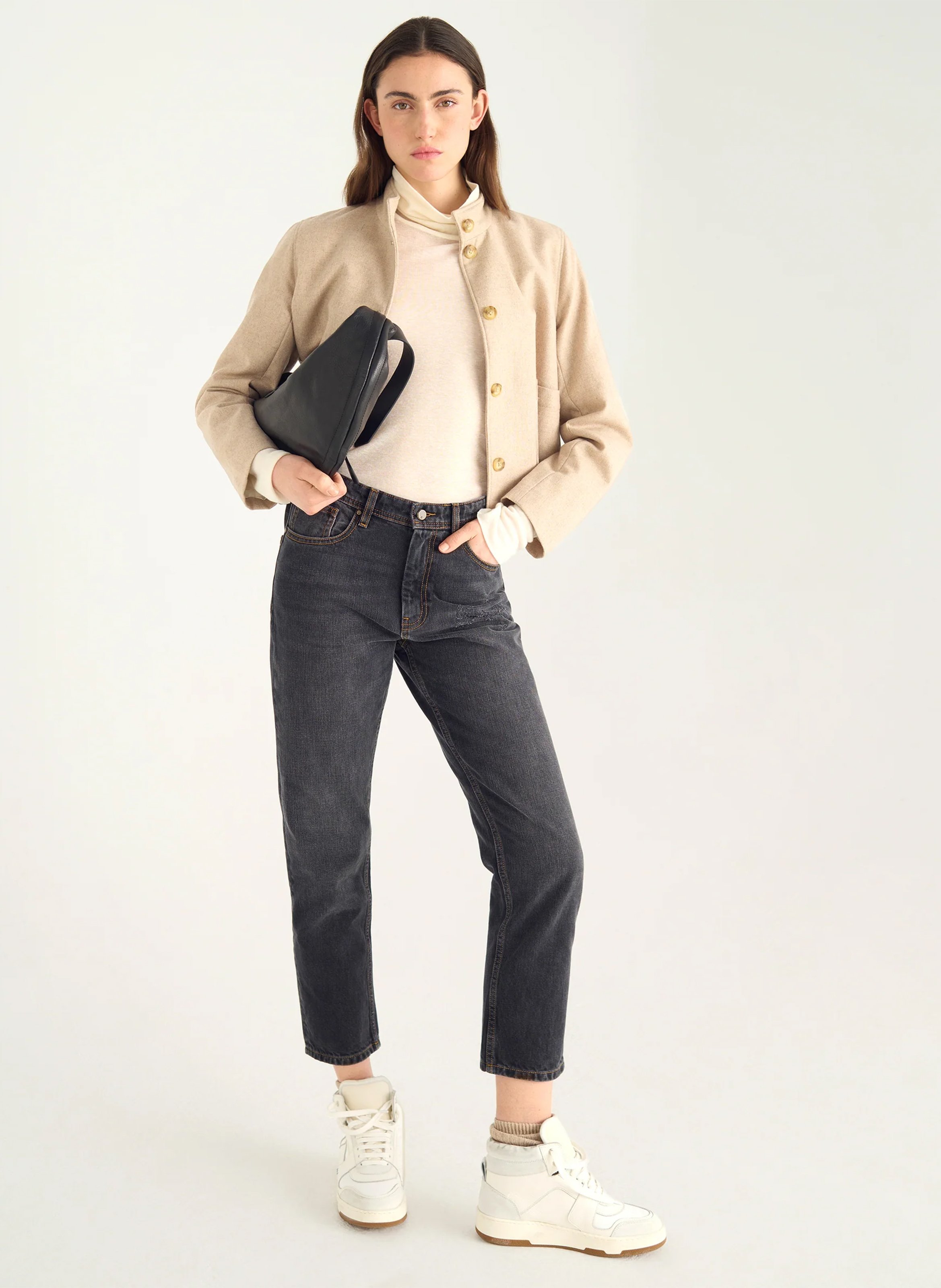 Csally - Gerade geschnittene Baumwollhose ACOTE Schwarz