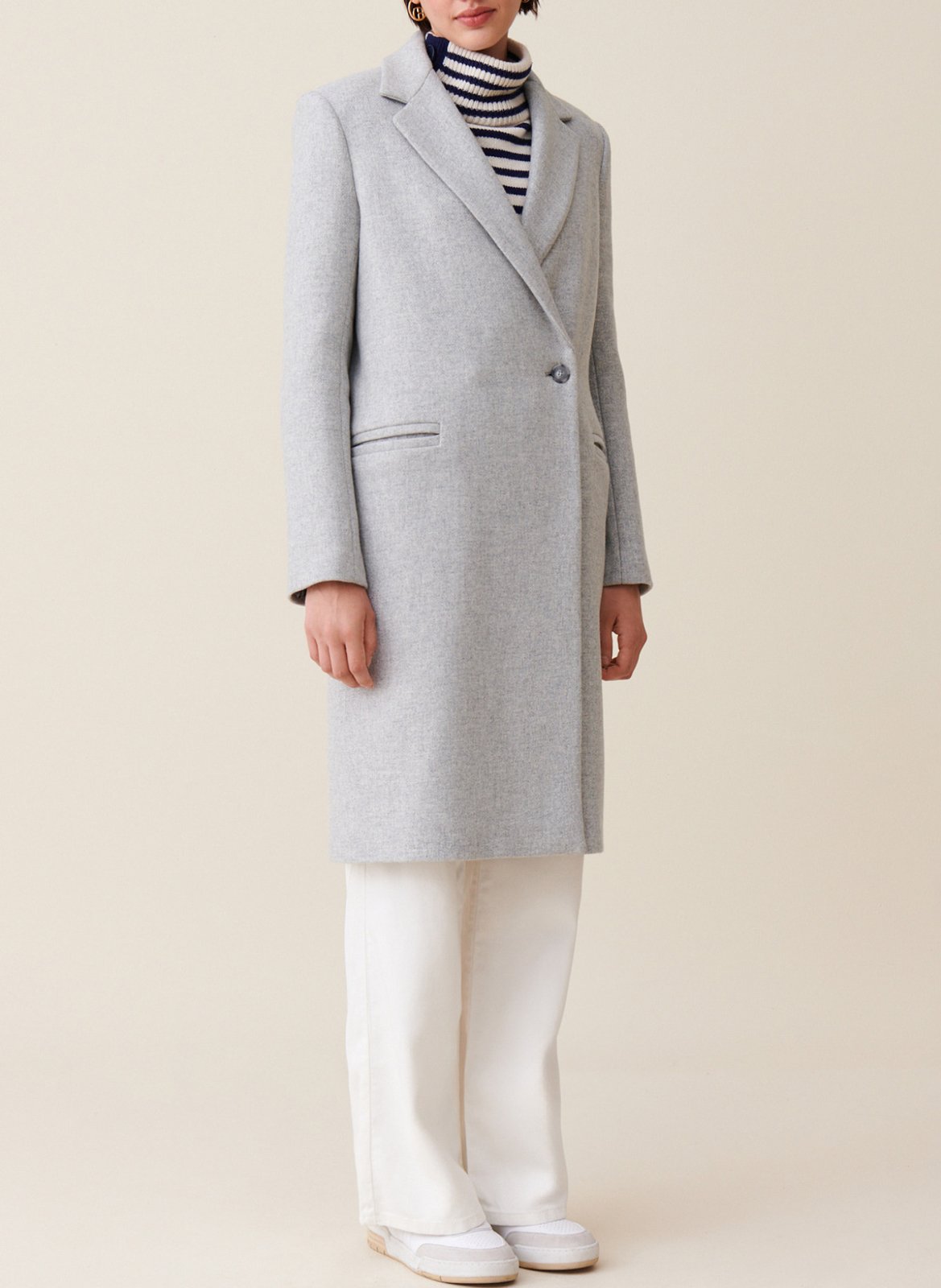 Oversized wool-blend coat with tailored collar CLAUDIE PIERLOT Grey