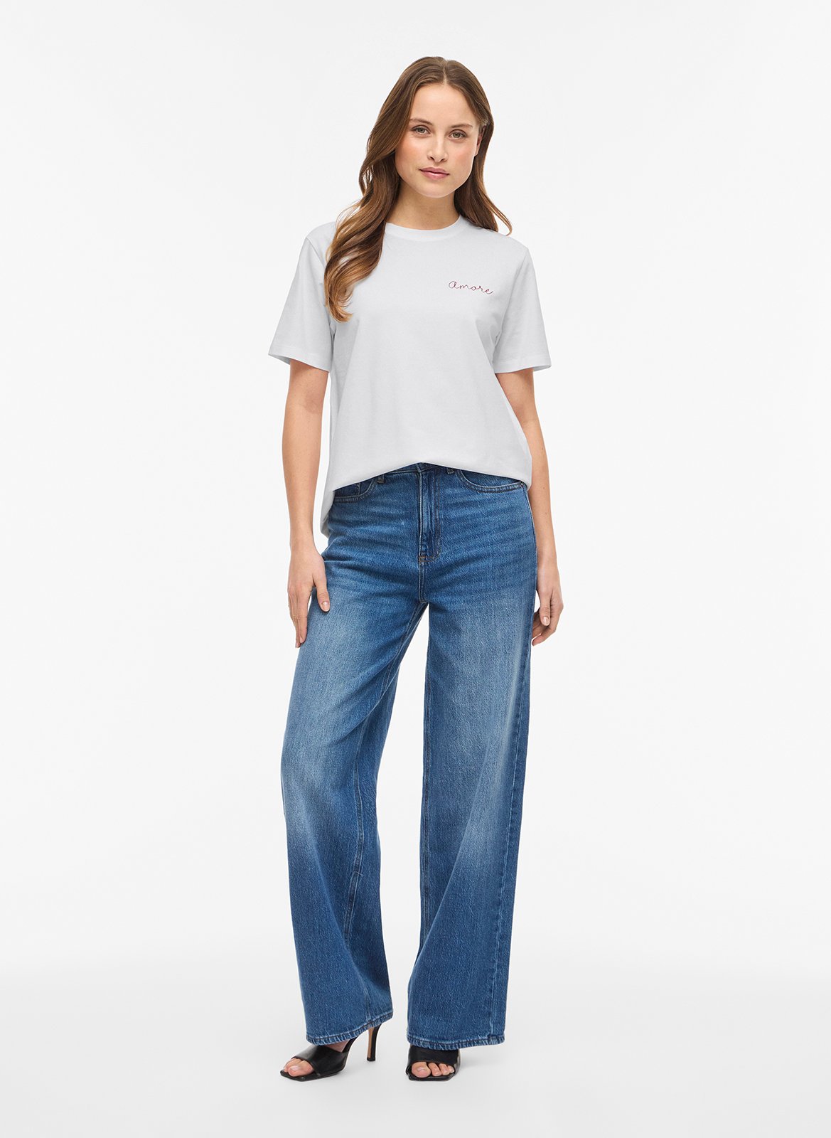 Gerade geschnittenes Rundhals-T-Shirt aus Bio-Baumwoll-Mix VILA Weiss