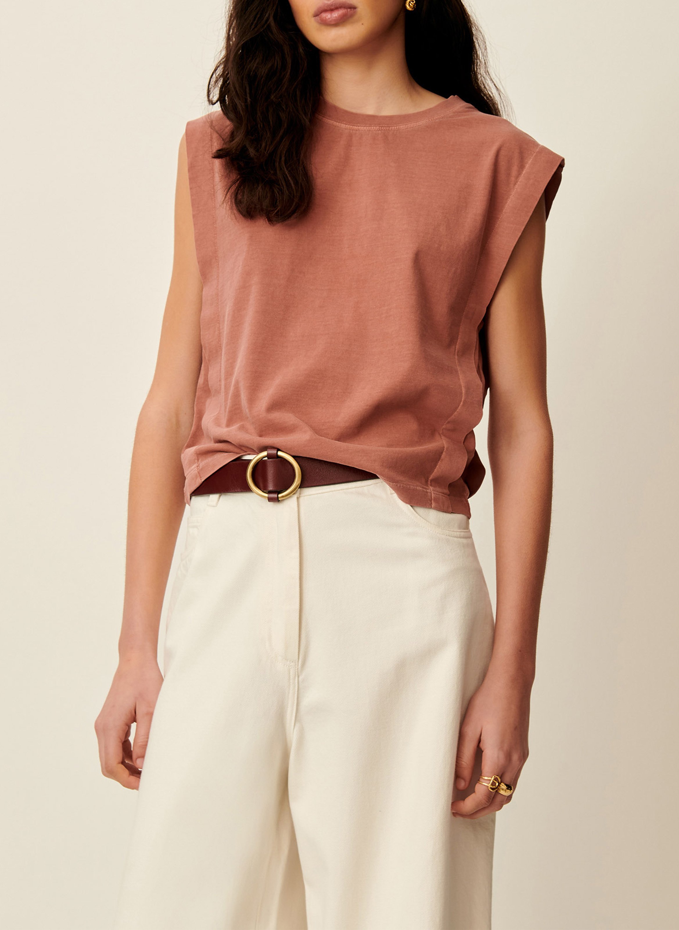 Tee-shirt col rond en coton SESSUN Marron