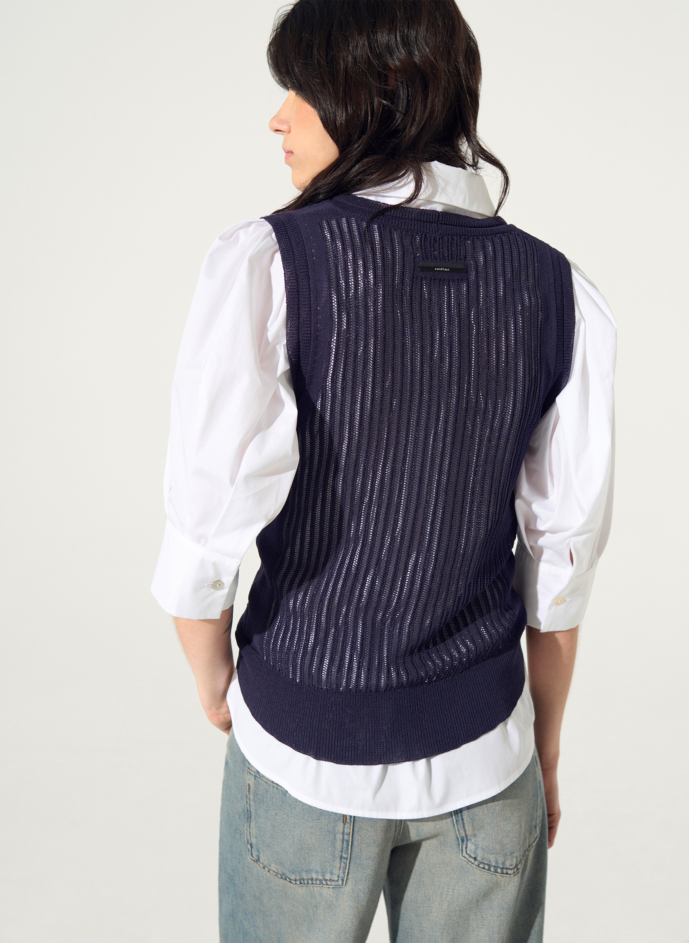 Mouwloze rechte top met ronde hals in gemengd katoen COTELAC Violet