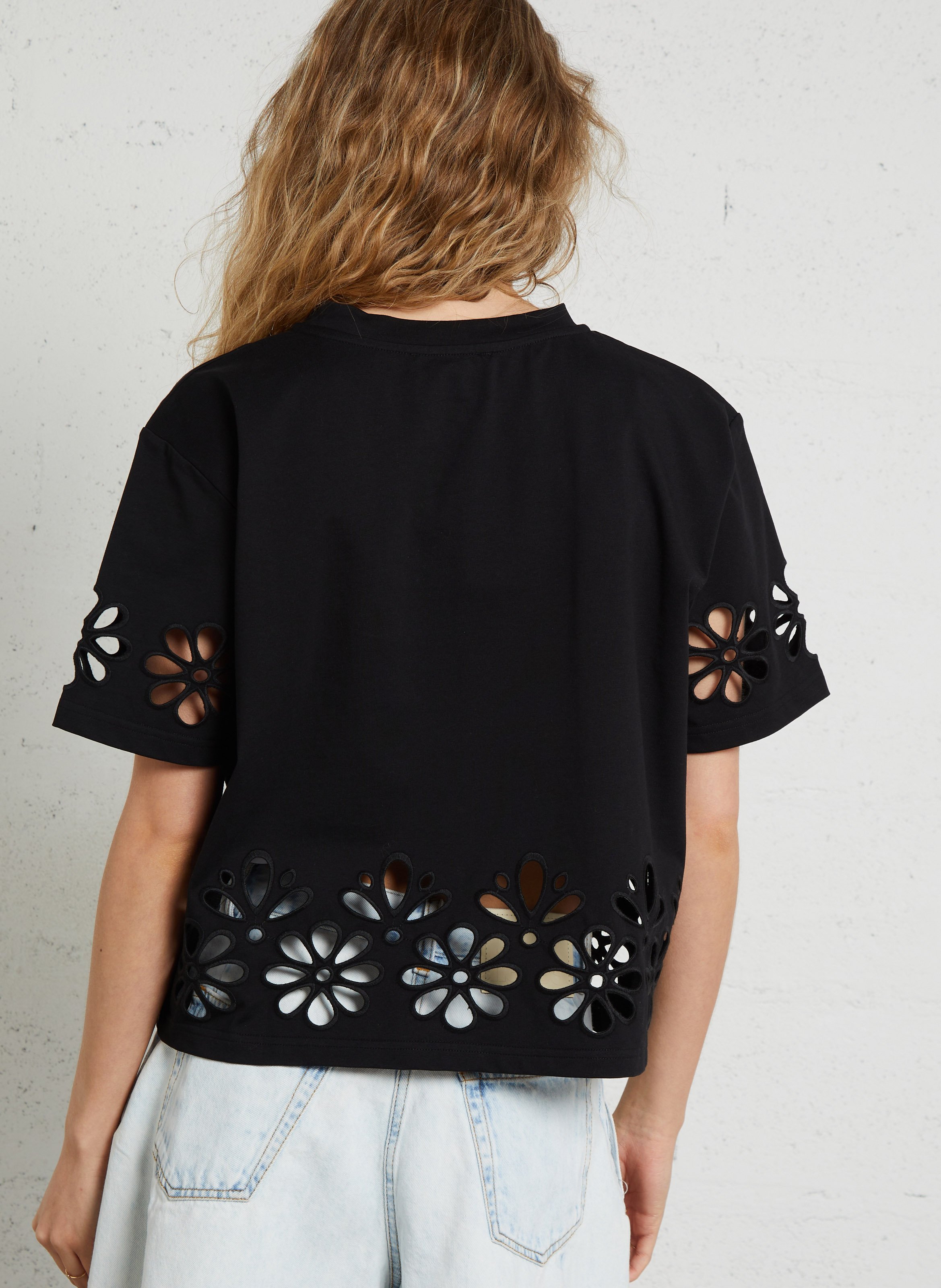 Oversized, katoenen T-shirt met ronde hals BERENICE Zwart