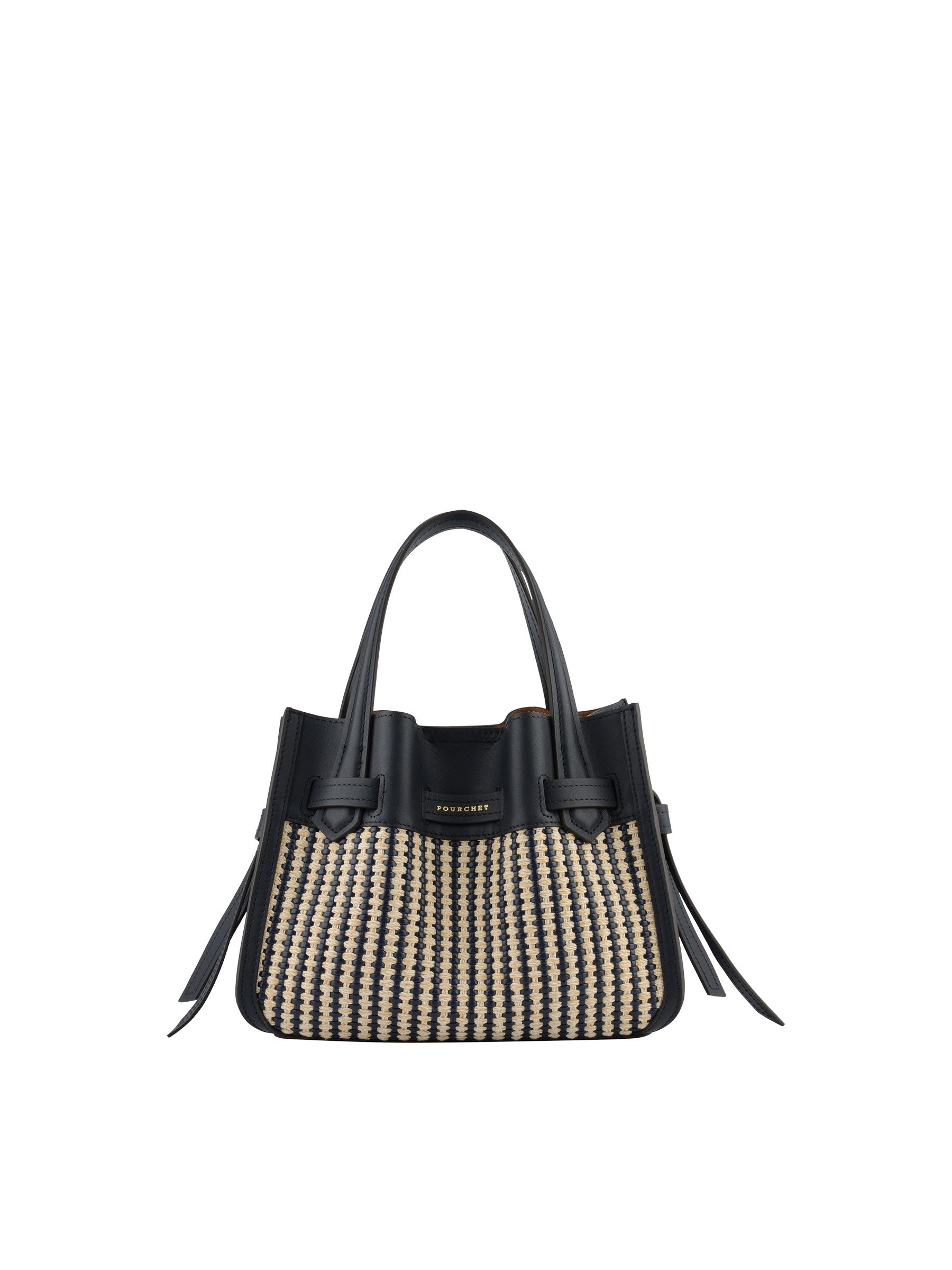 Calfskin leather handbag POURCHET Blue