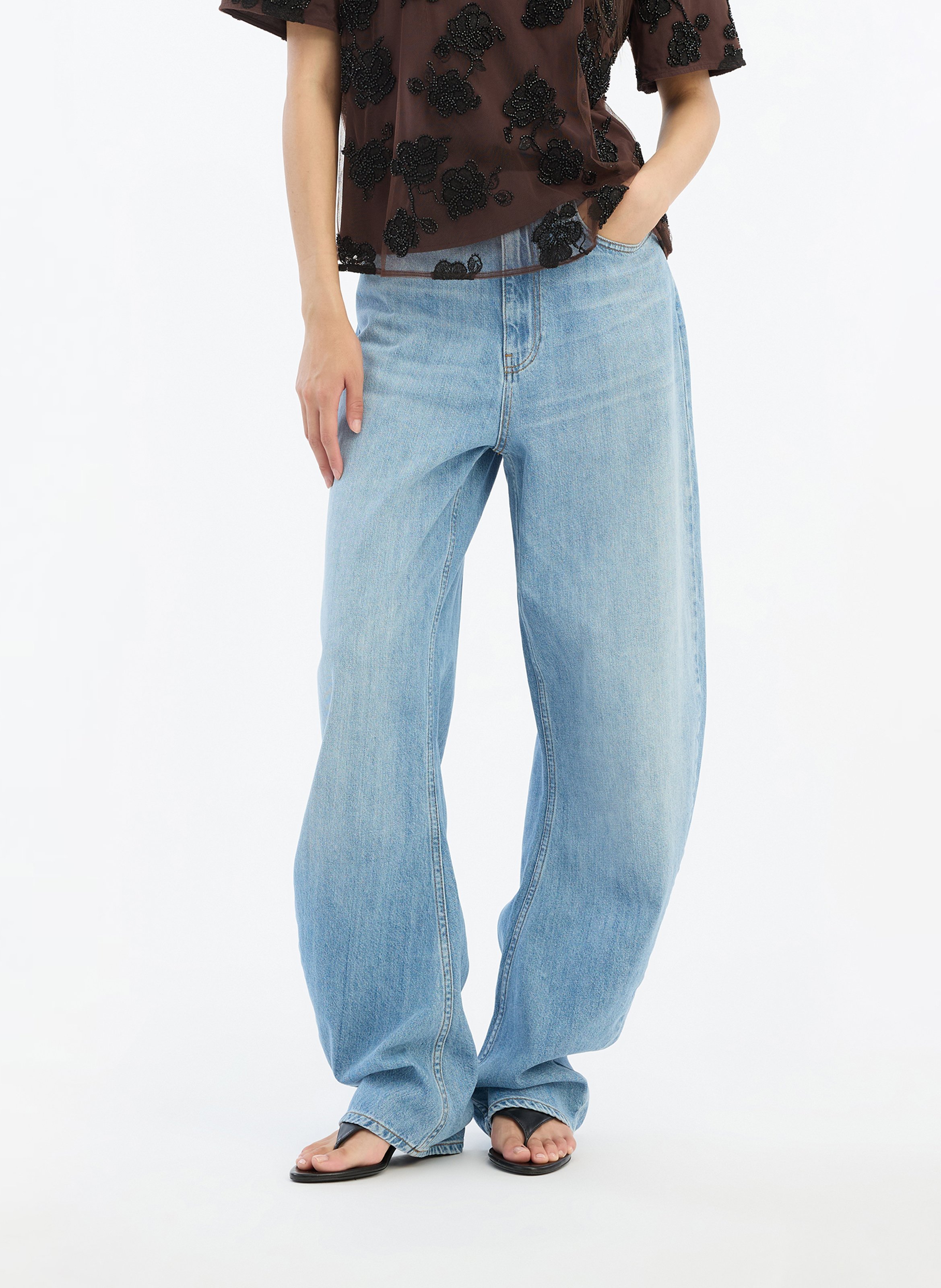 Bio-Baumwoll-High-Waist-Jeansrock ROTATE Blau