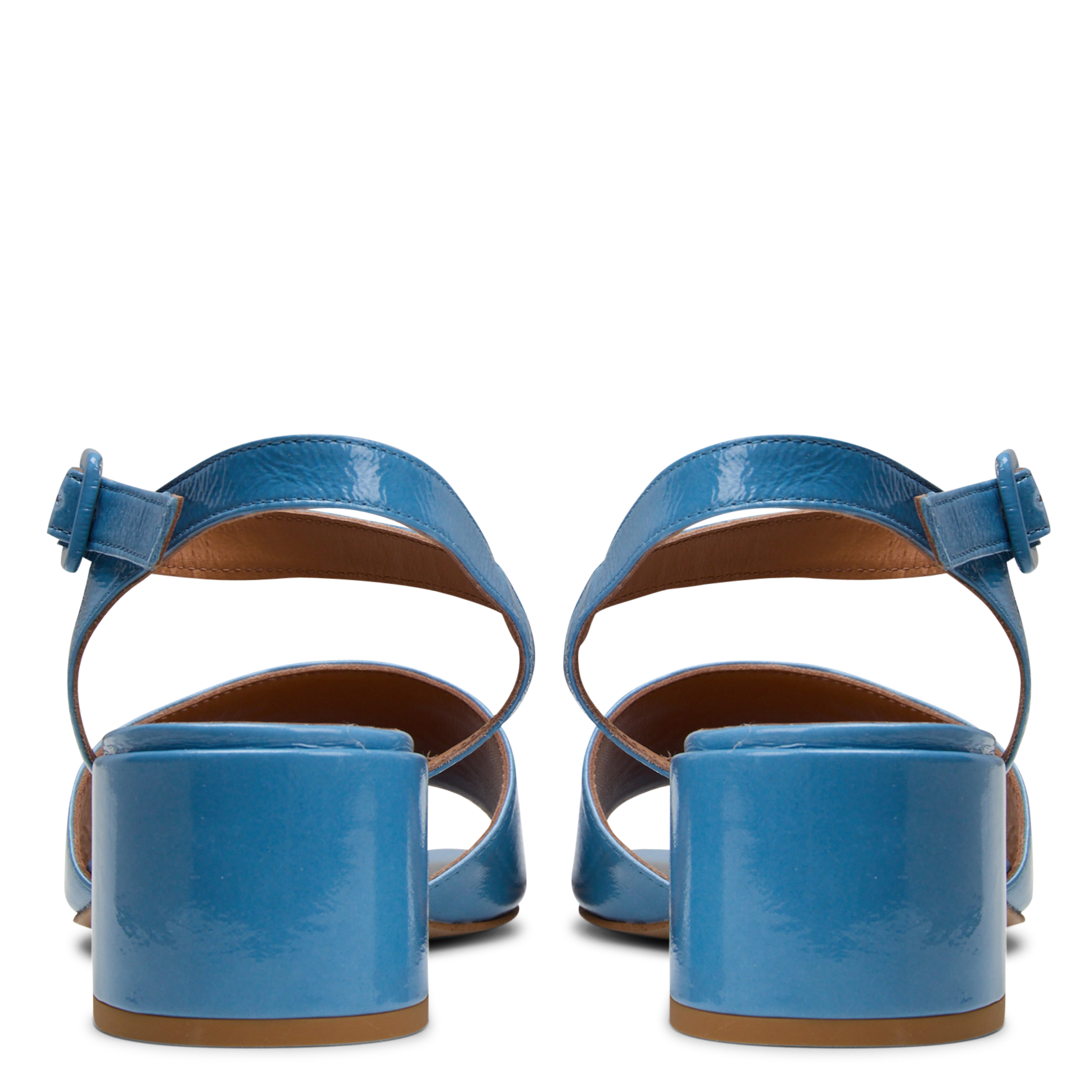 Heeled glossy leather sandals MELLOW YELLOW Blue