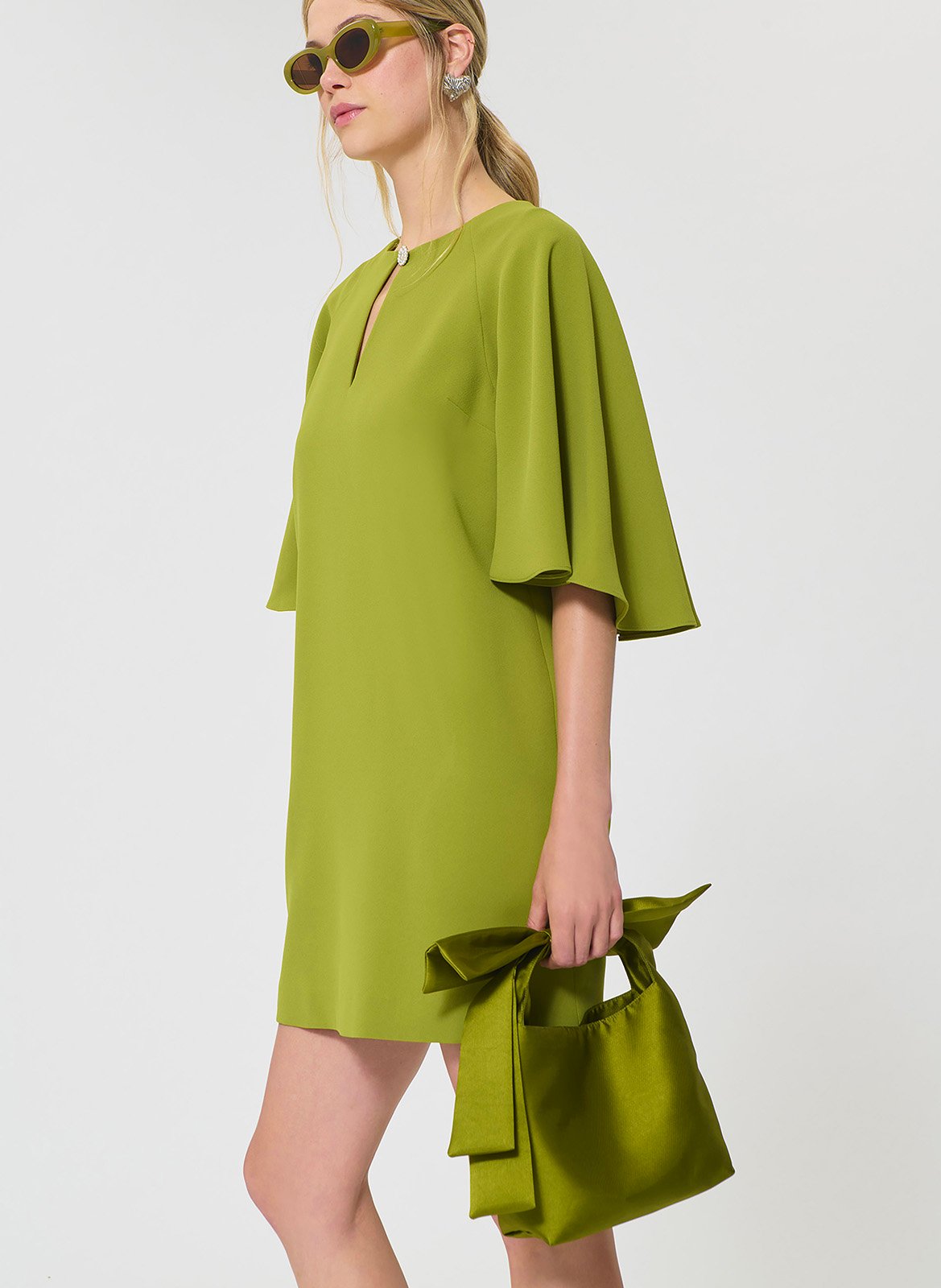 Robe courte col rond TARA JARMON Green