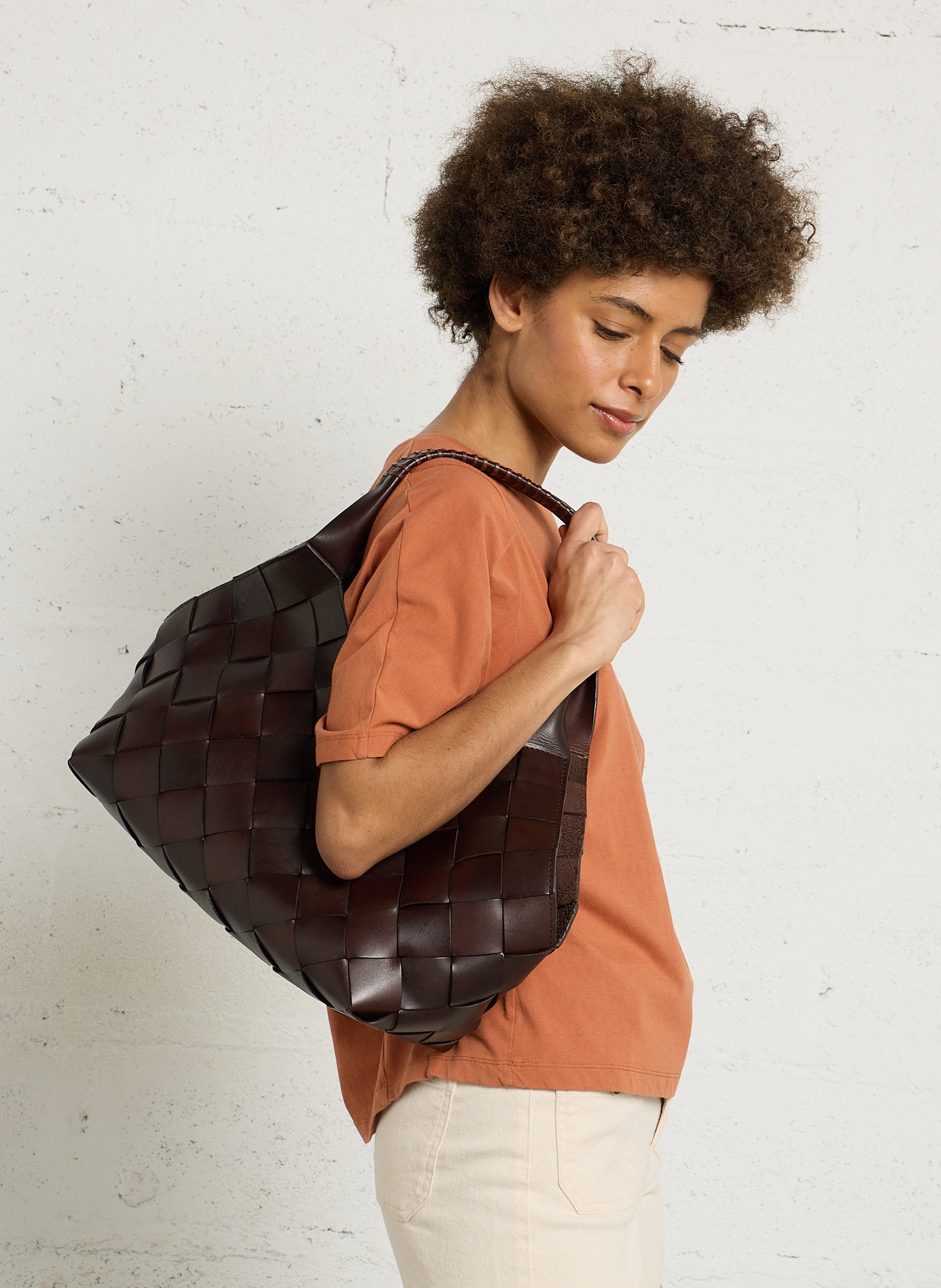 Sac à main en cuir DRAGON DIFFUSION Marron