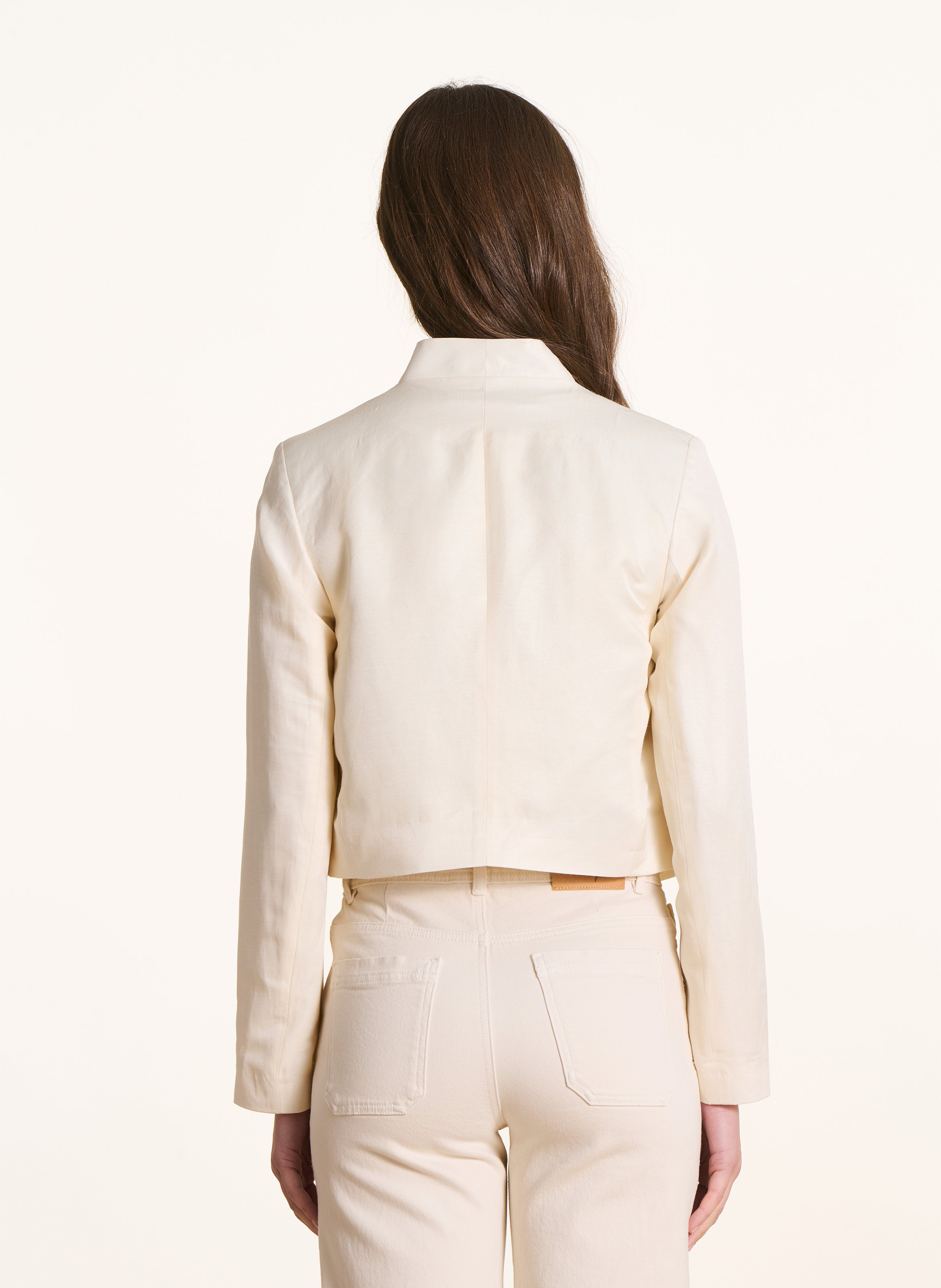 Kurzes Blazer aus Leinenmischung LA FEE MARABOUTEE Beige