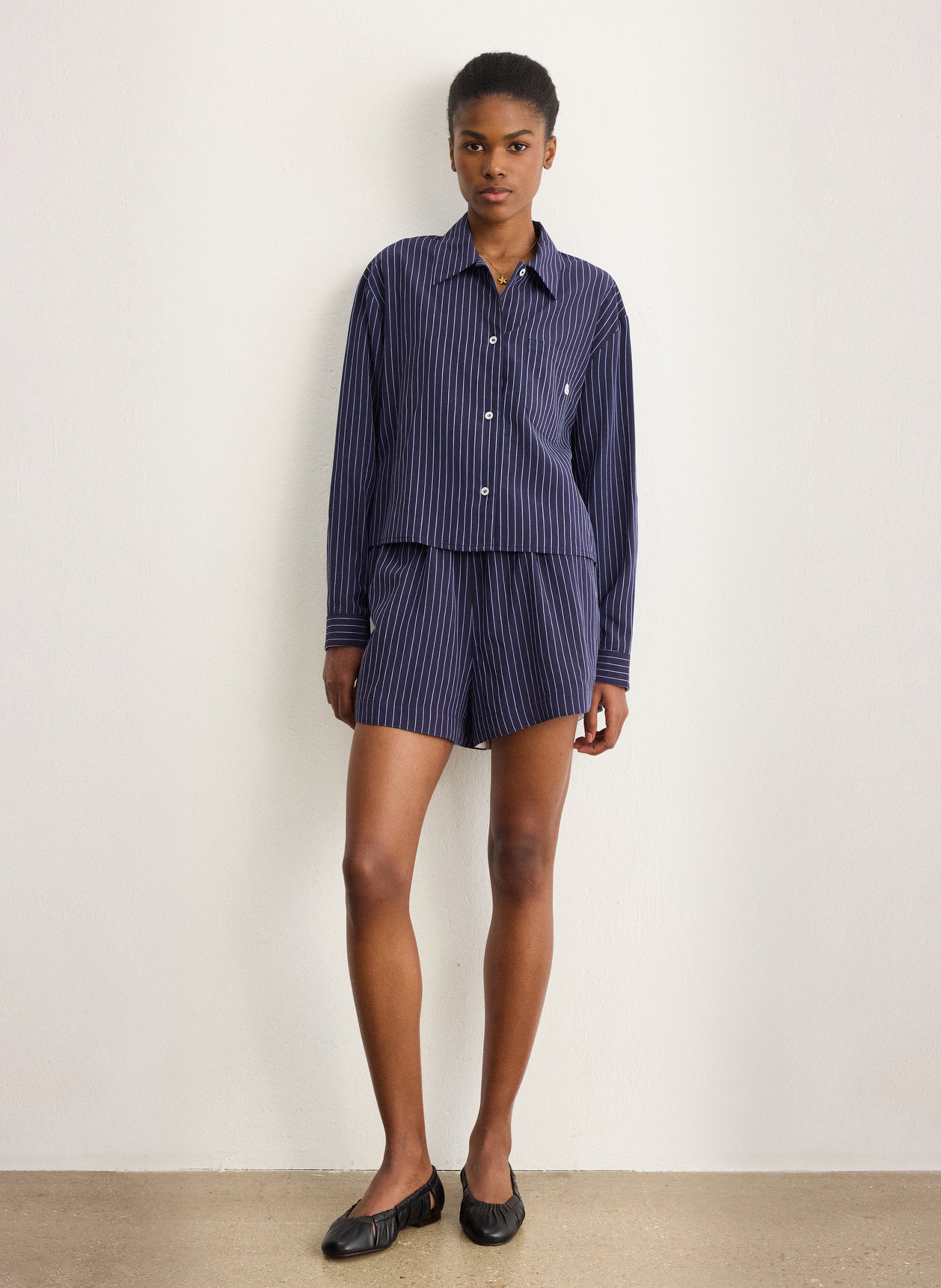 Straight striped shirt with classic collar PABLO Blue