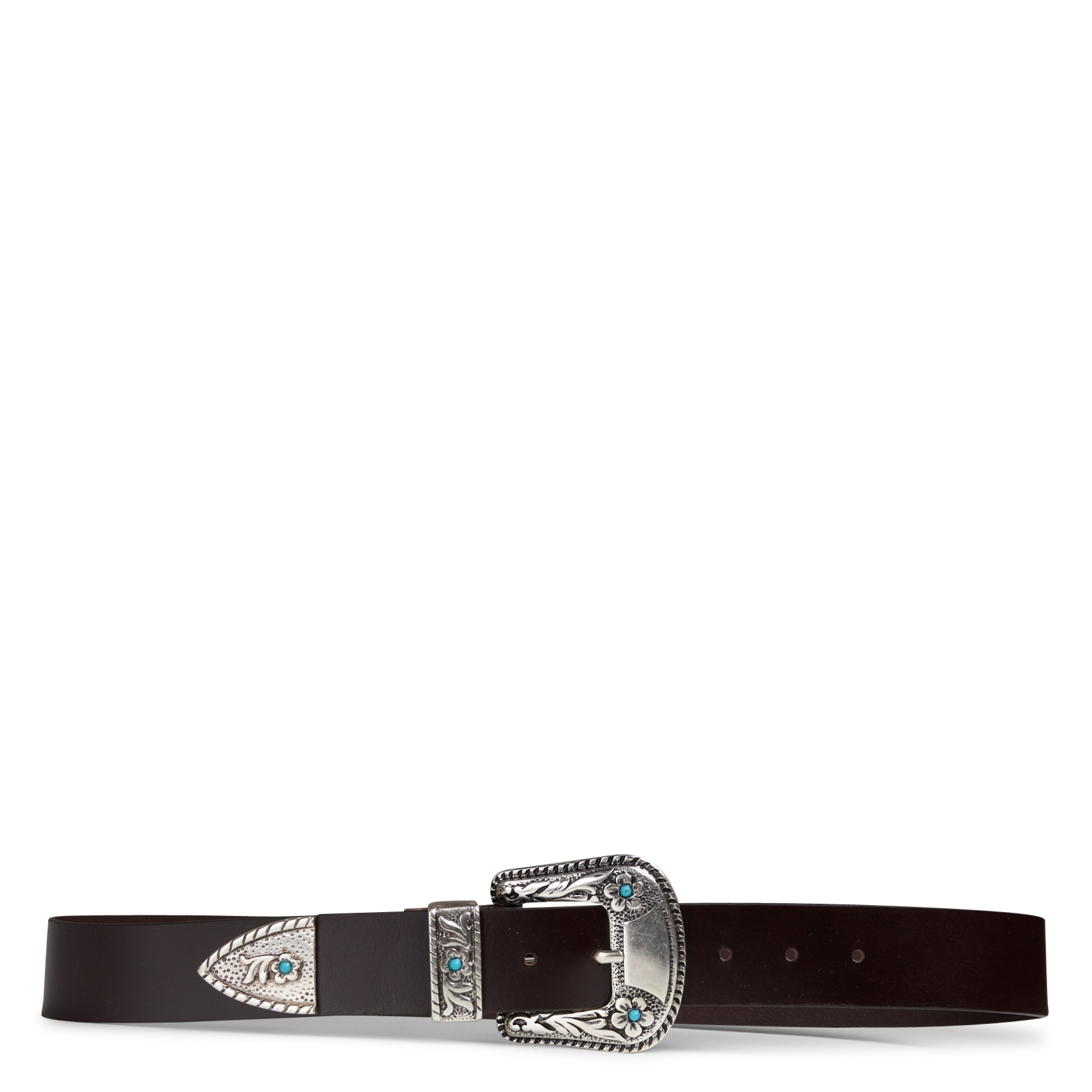 Ceinture à boucle métal en cuir BERENICE Marron