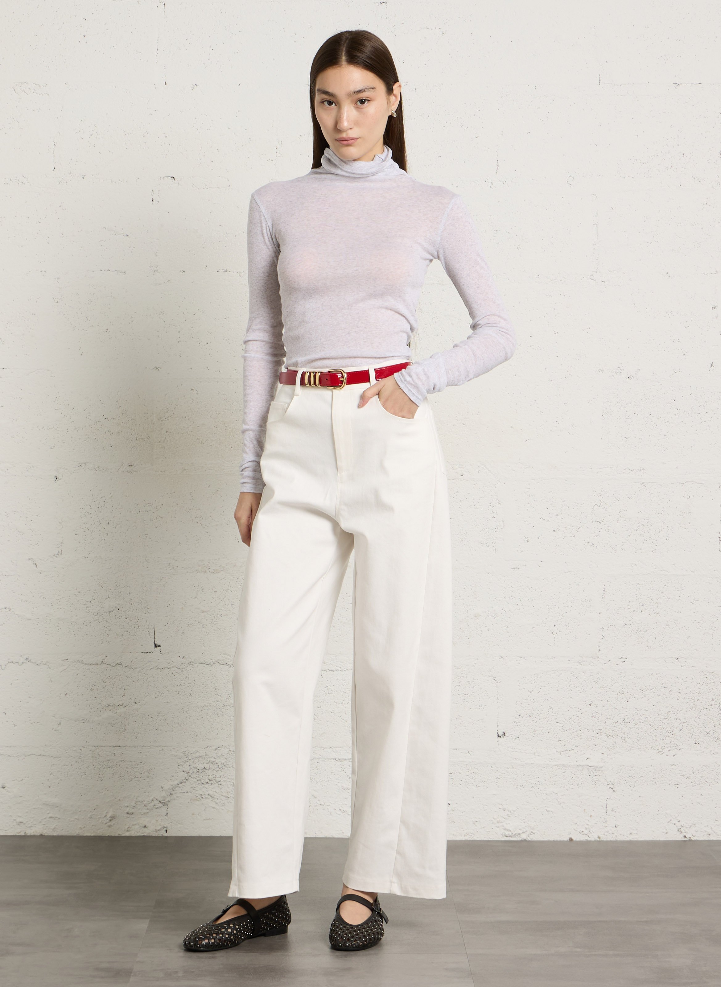 Schmaler Ledergürtel mit Schnalle HERBERT FRERE SOEUR Rot