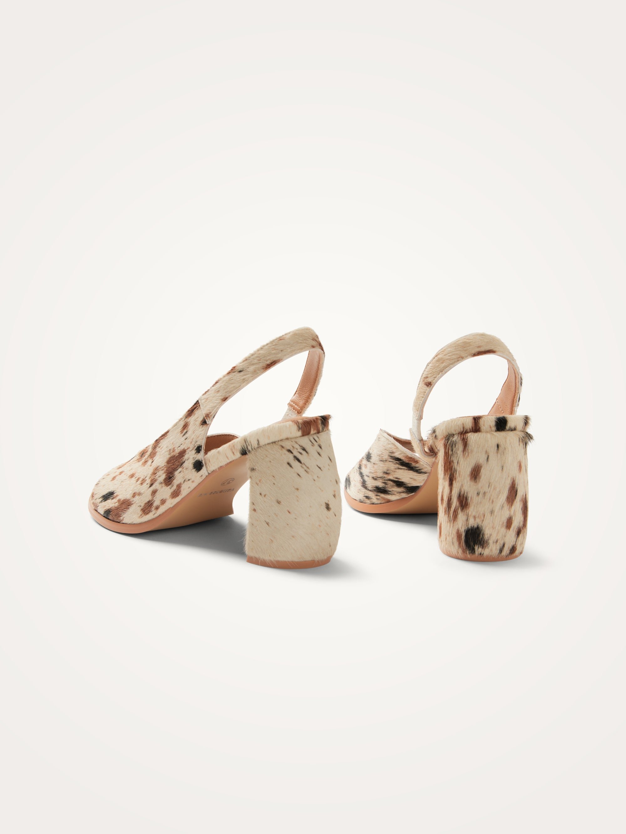 Cow print calf hair ankle strap sandals with demi-lune heel VANESSA WU Multicolored