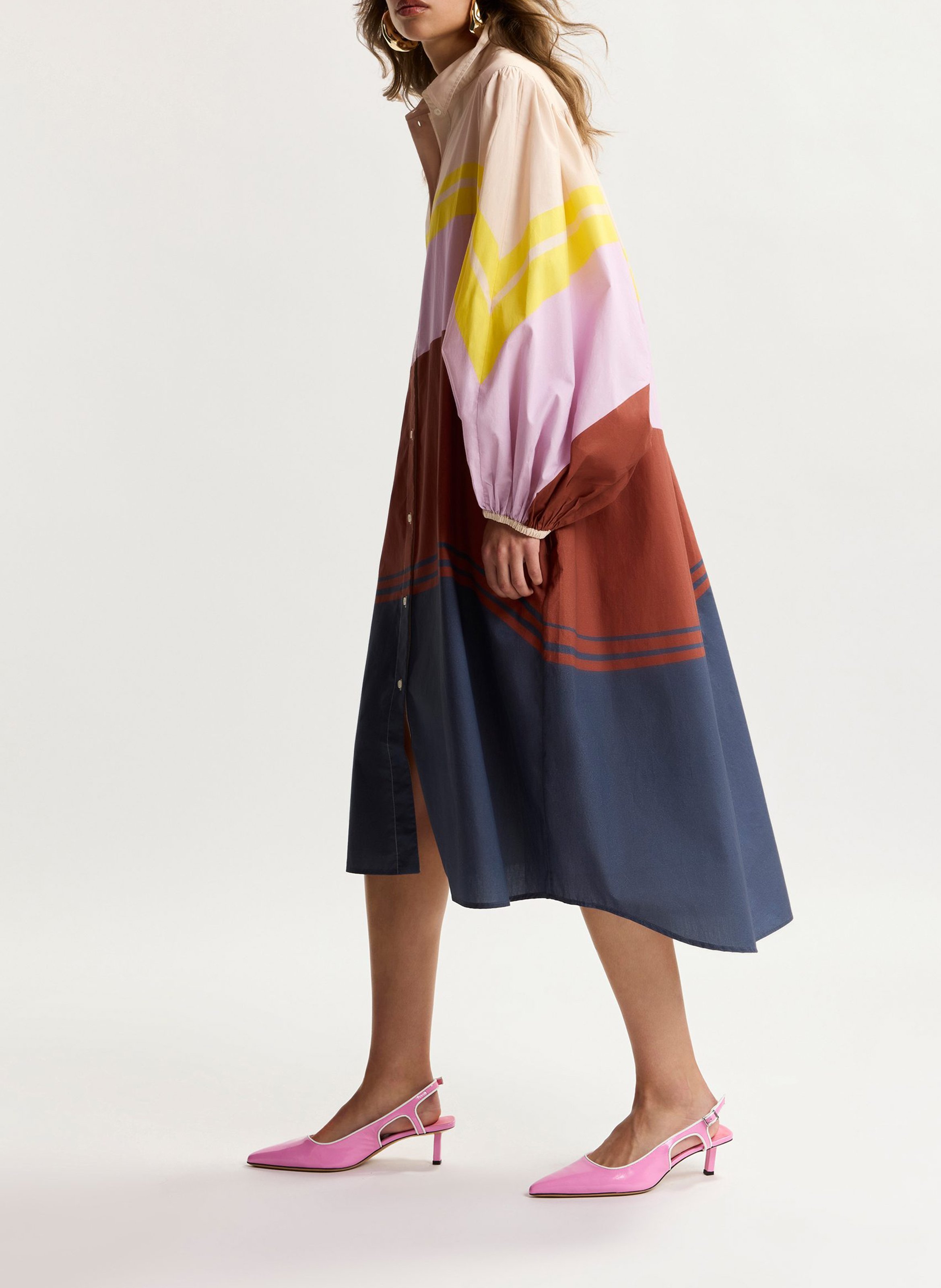 Robe midi col classique en coton ESSENTIEL ANTWERP Multicolore