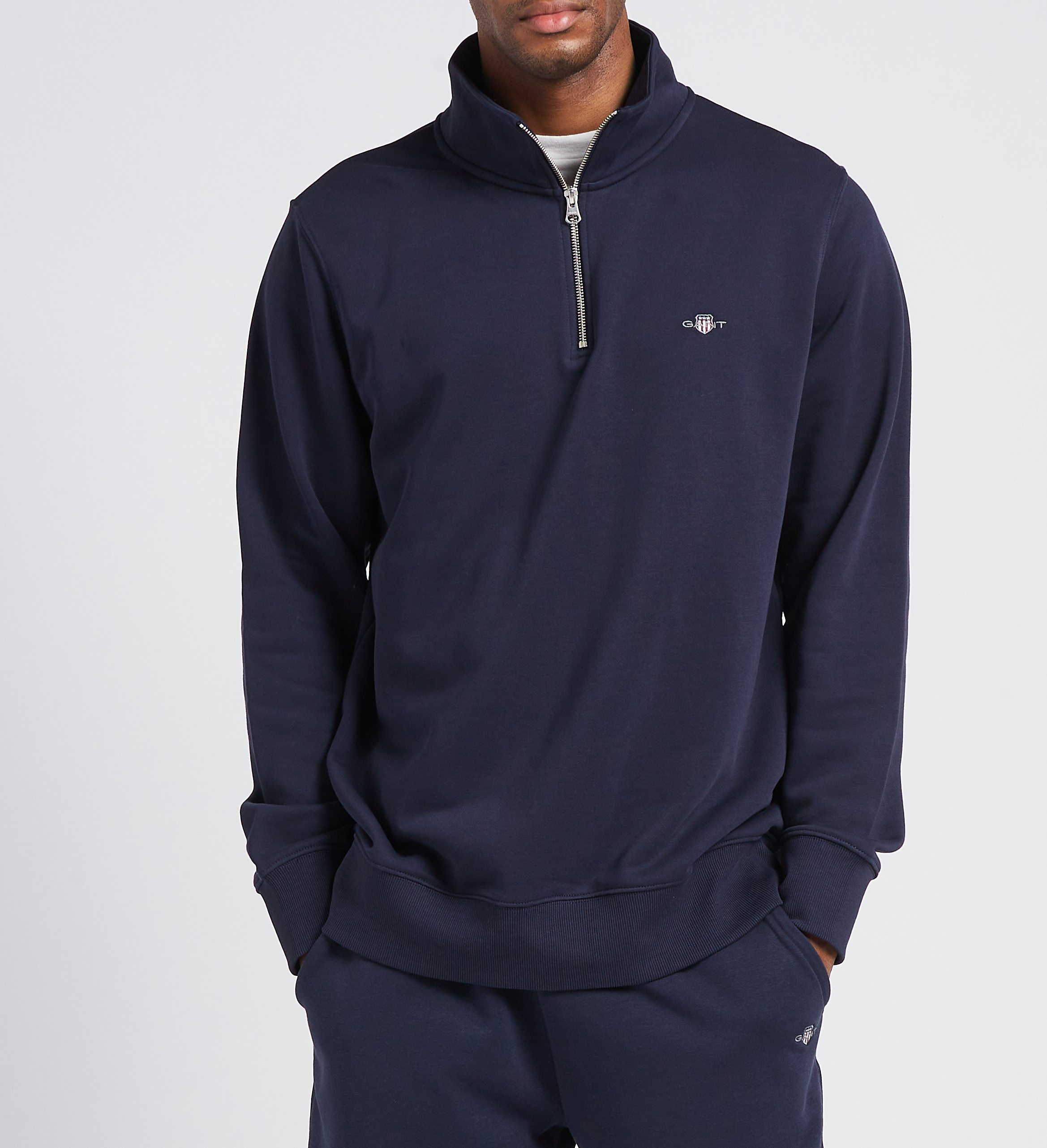 Trui van katoenmix met ritsje GANT Blauw