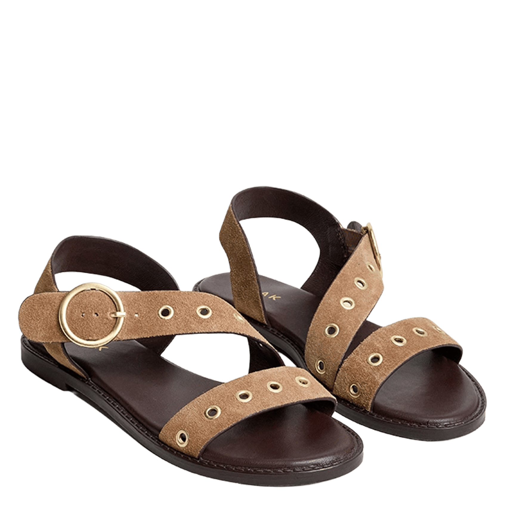 Flat soft leather sandals JONAK Brown