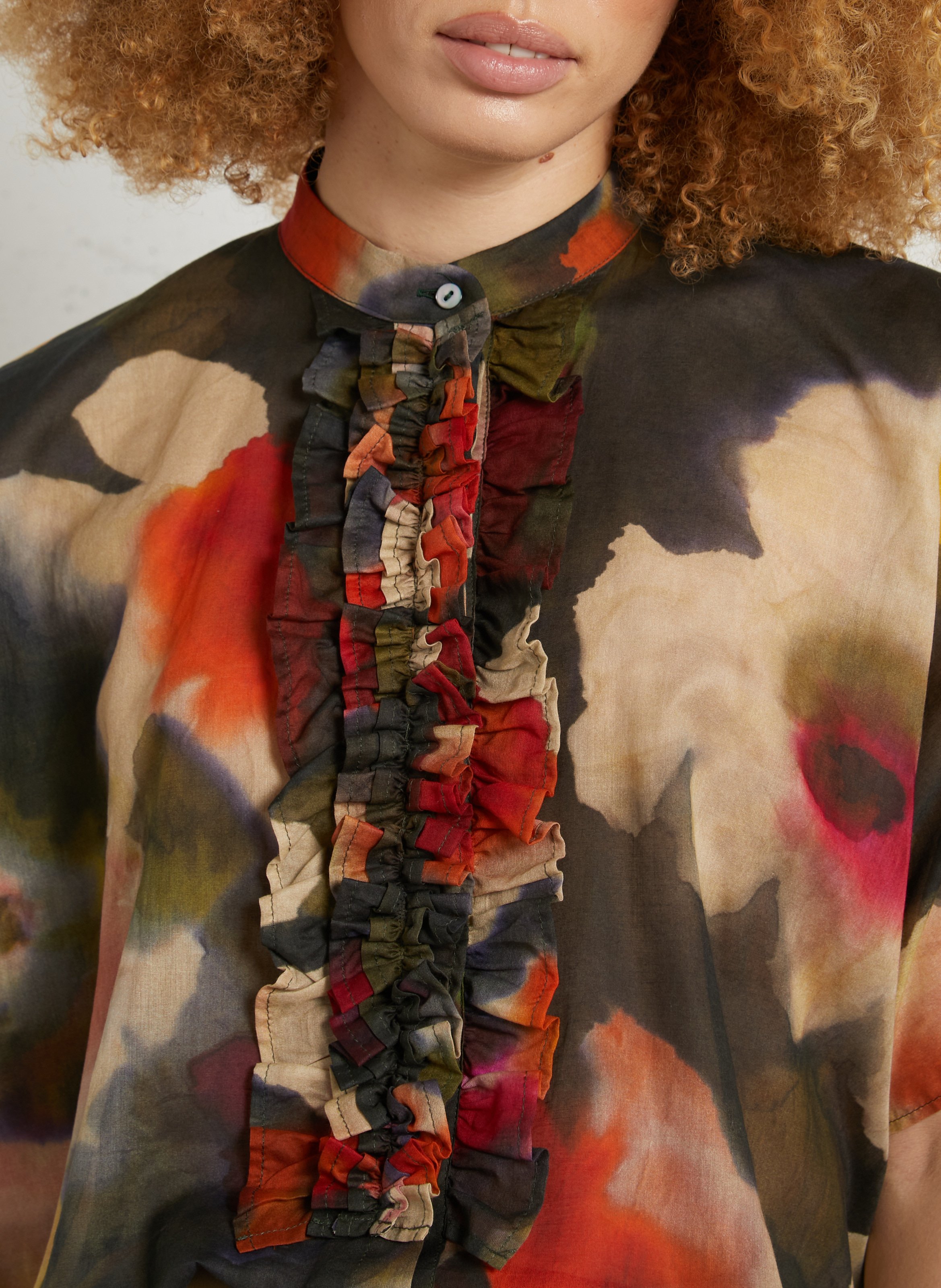 Blusa de algodón con cuello redondo MOMONI Caqui