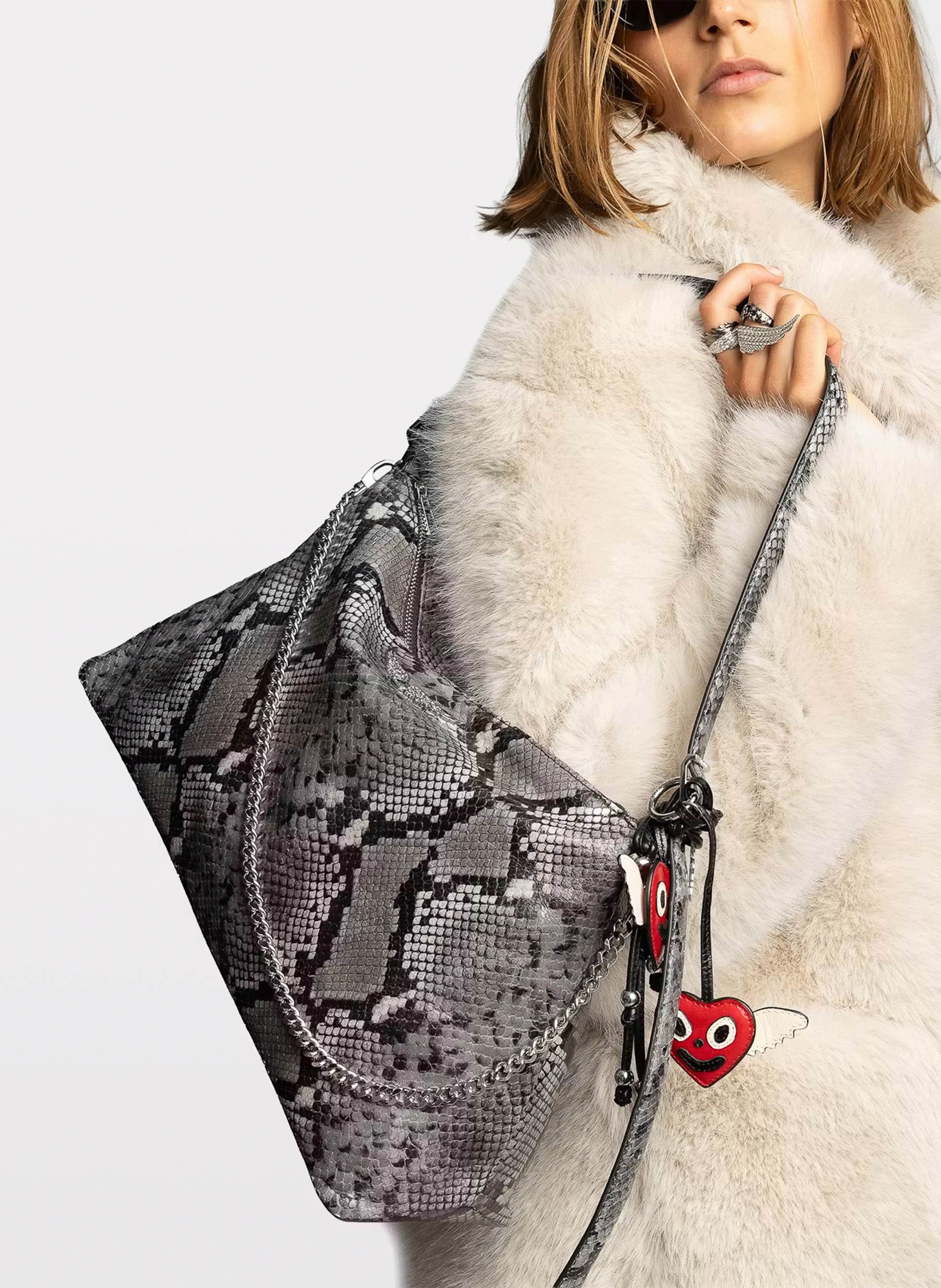 Sac jacquard serpent en cuir ZADIG&VOLTAIRE Gris
