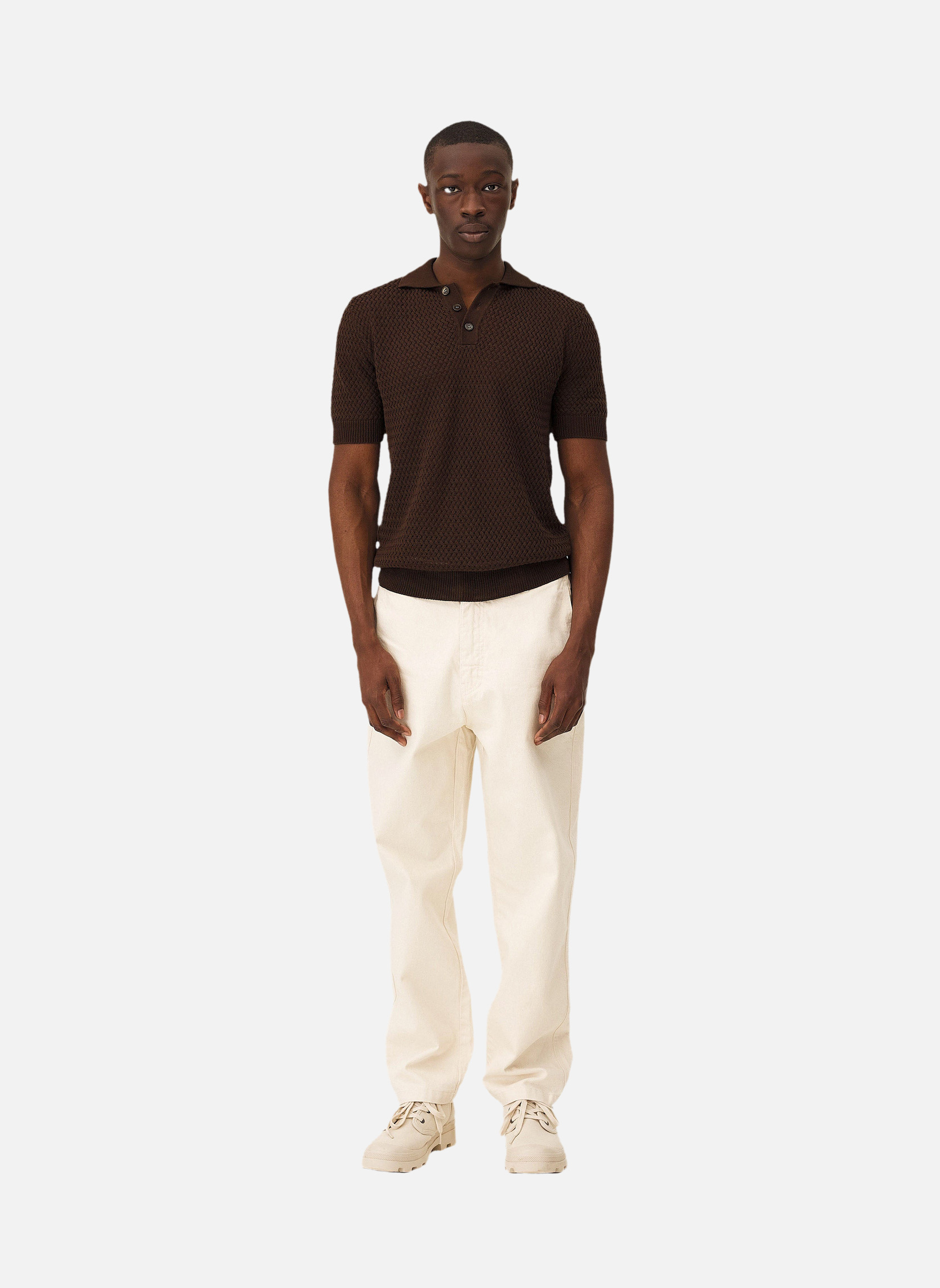 Short sleeve polo shirt Haring Brown Noyoco Brown