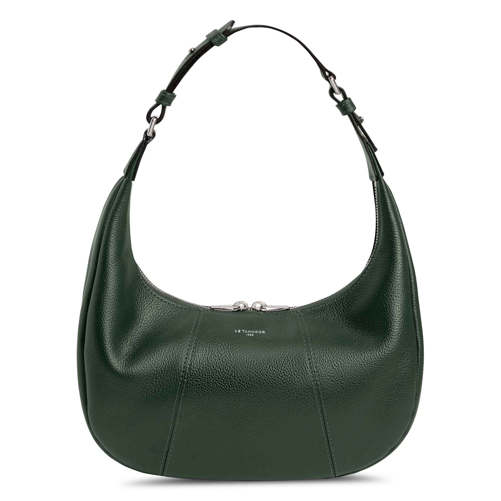 Small zippered hobo bag in grained leather LE TANNEUR