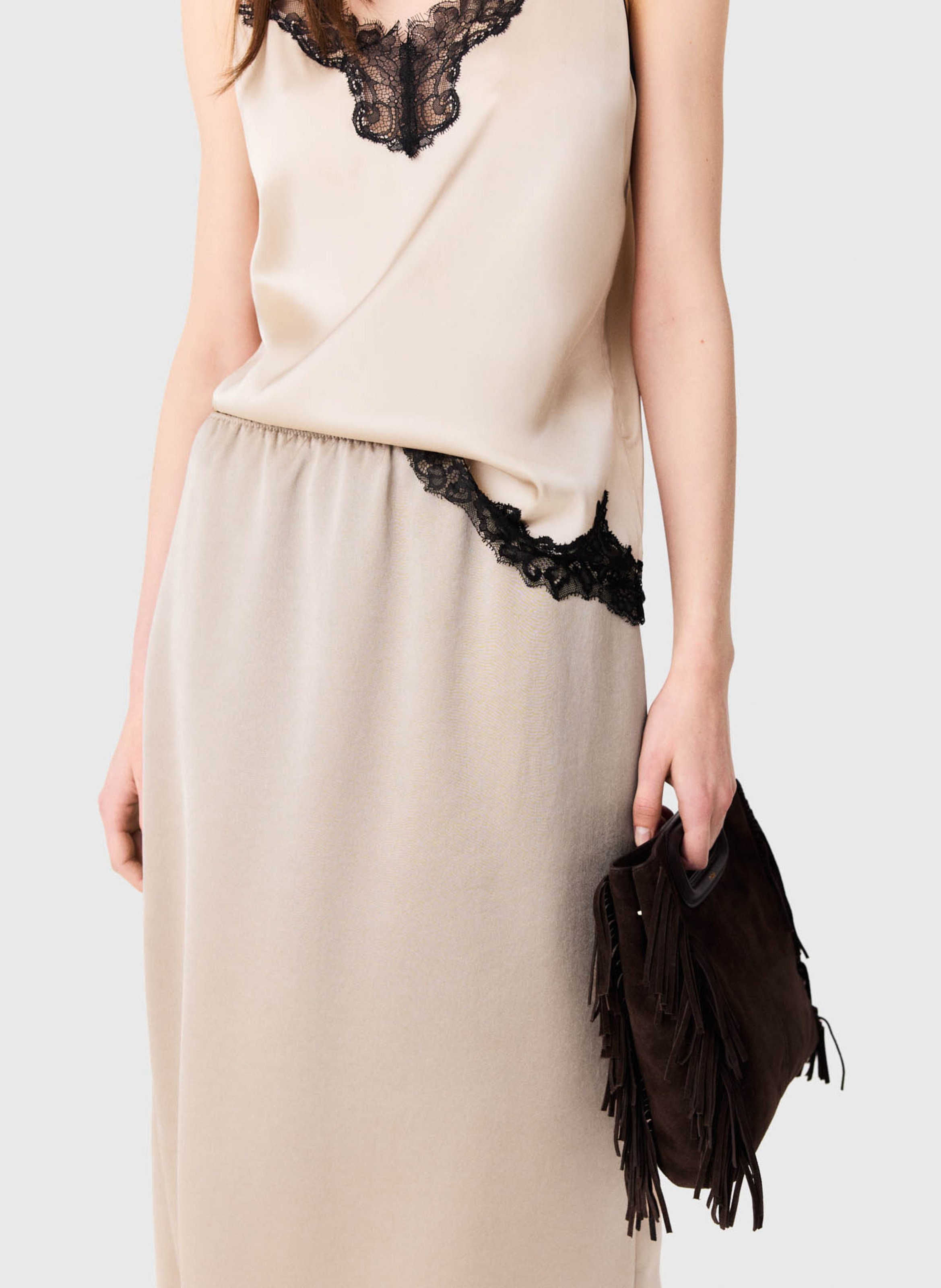 Lange, rechte rok MAJE Beige