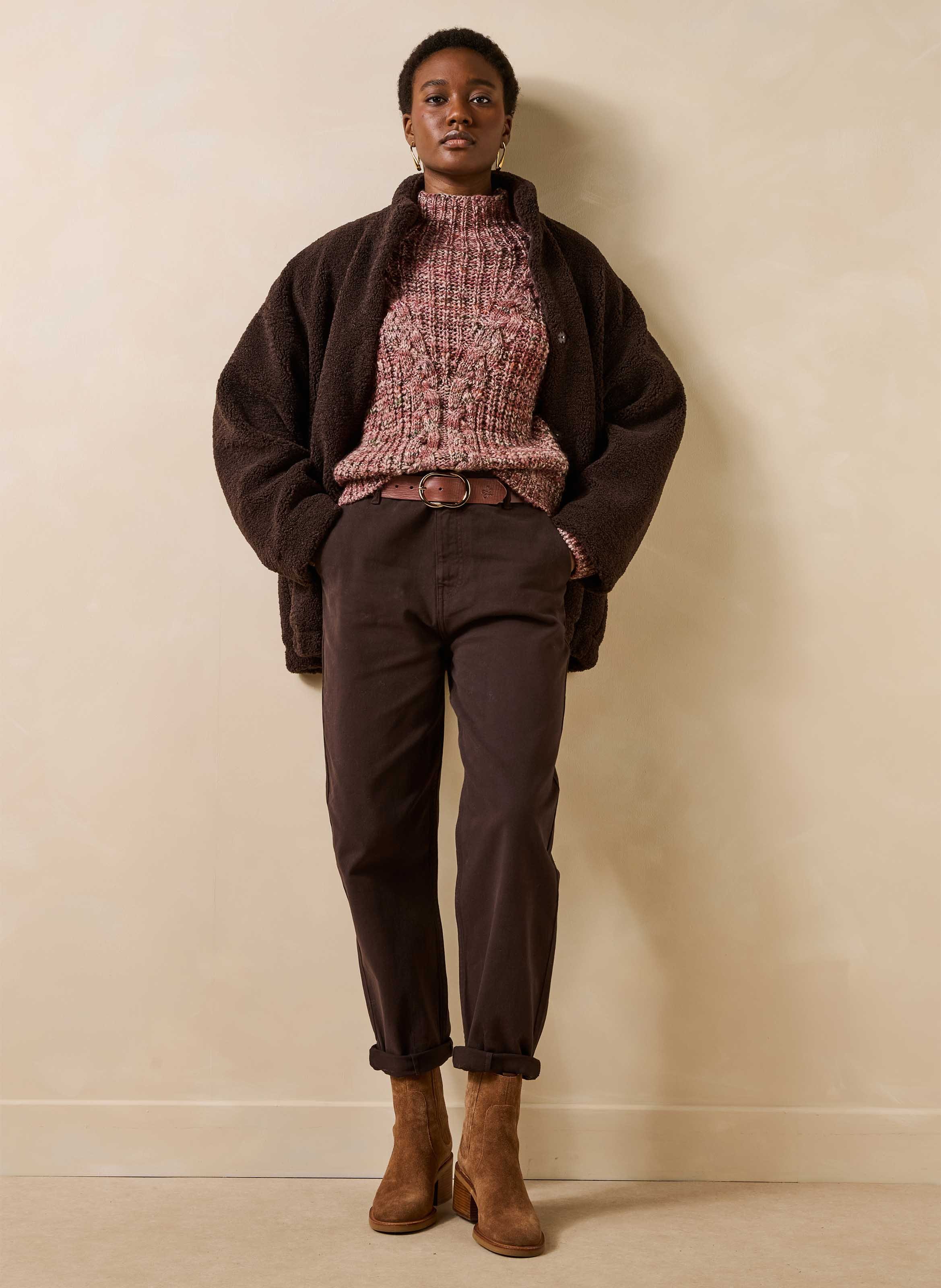 Oversized jas met opstaande kraag LA FEE MARABOUTEE Bruin