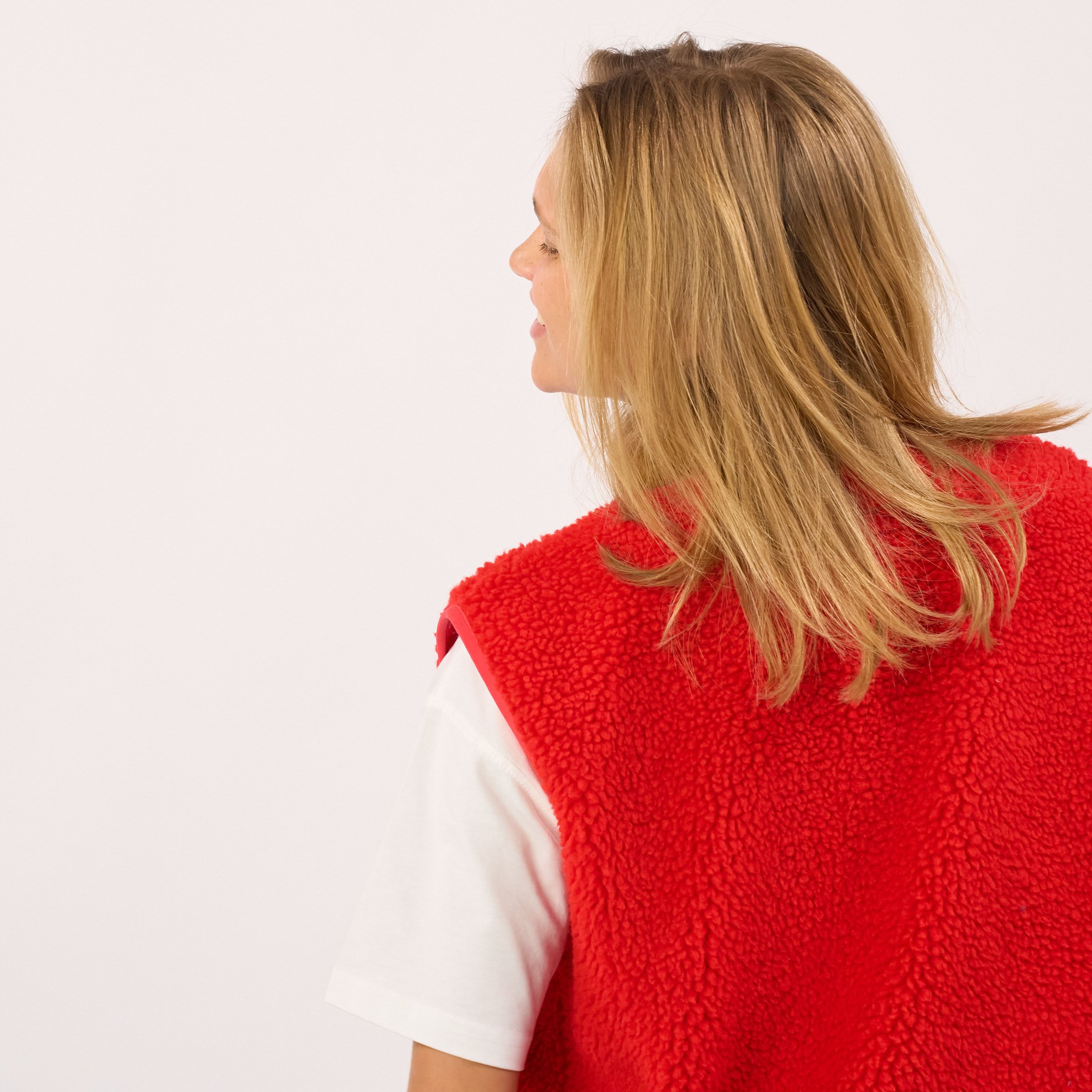 Sleeveless Sherpa Zip-Up Vest BILLYBELT Red