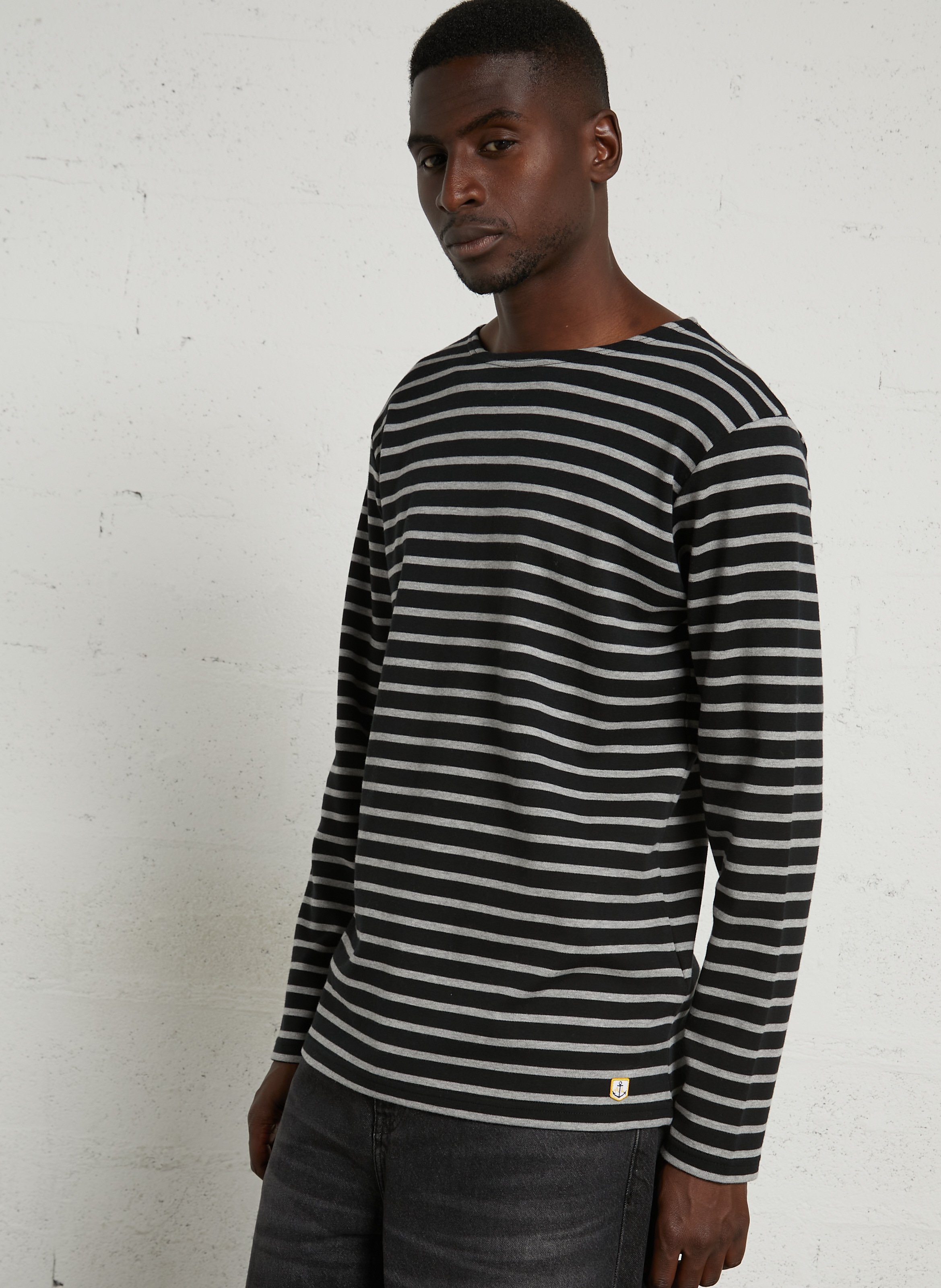 Matrosenshirt aus Interlock-Baumwolle mit Rundhalsausschnitt, Regular Fit ARMOR LUX Schwarz