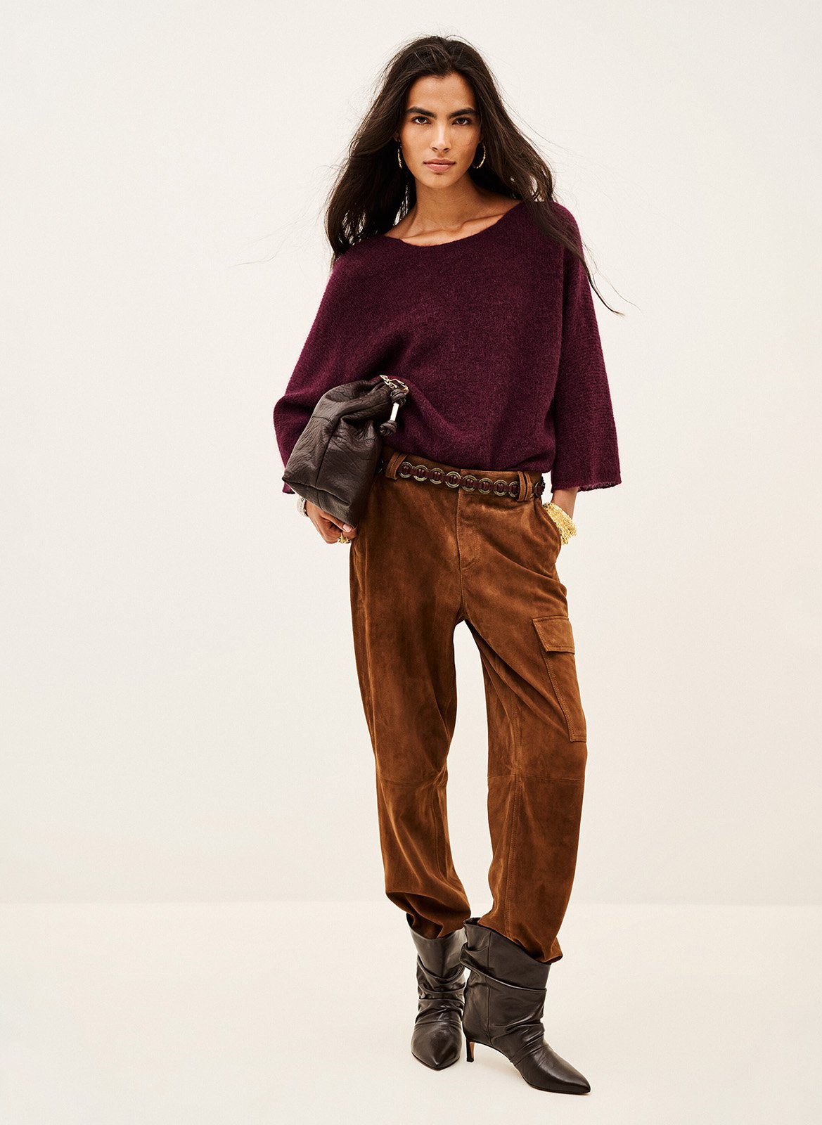 Cardigan ample en laine mélangée BA&SH Prune