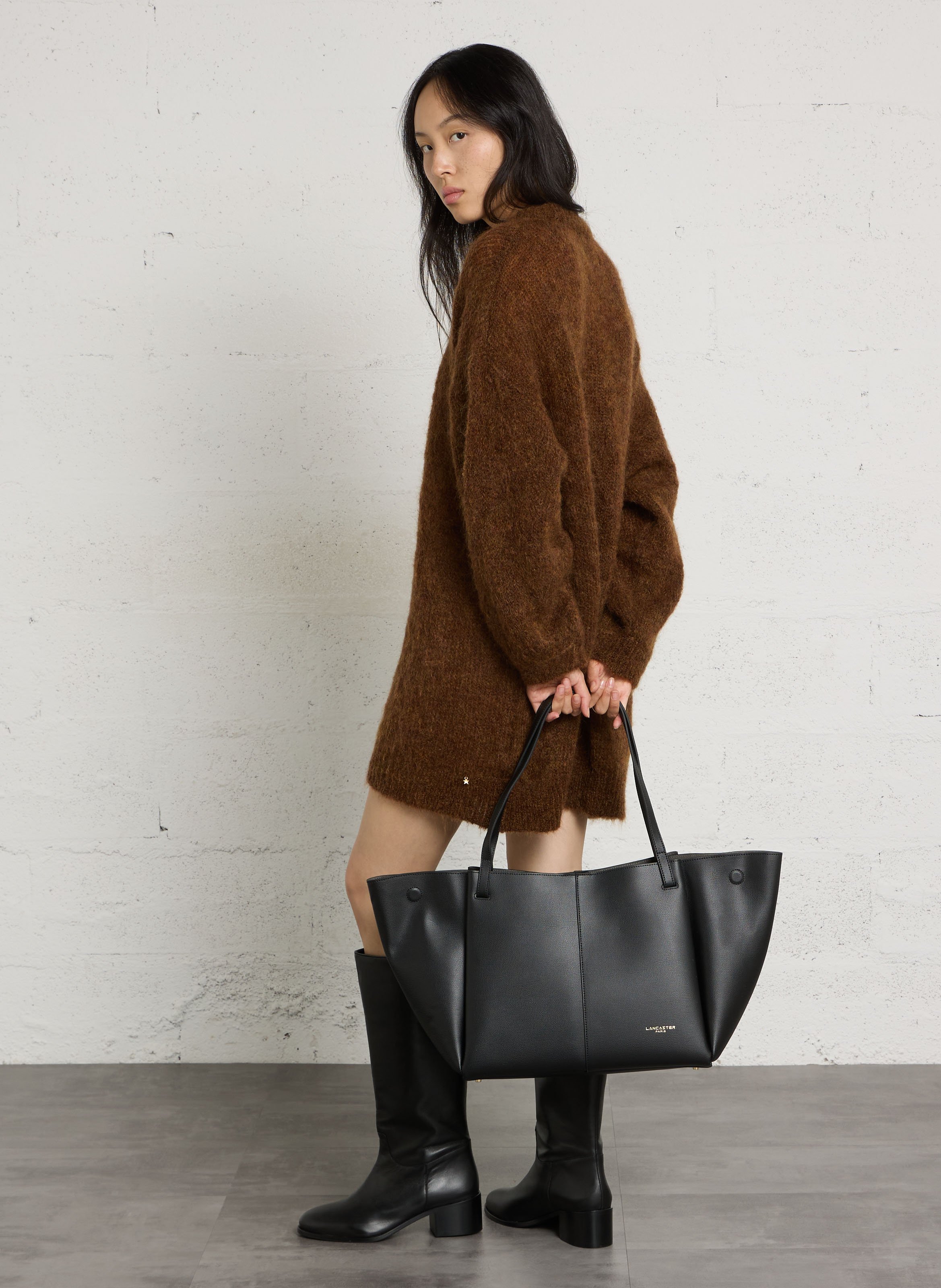 Leren shopper LANCASTER PARIS Zwart