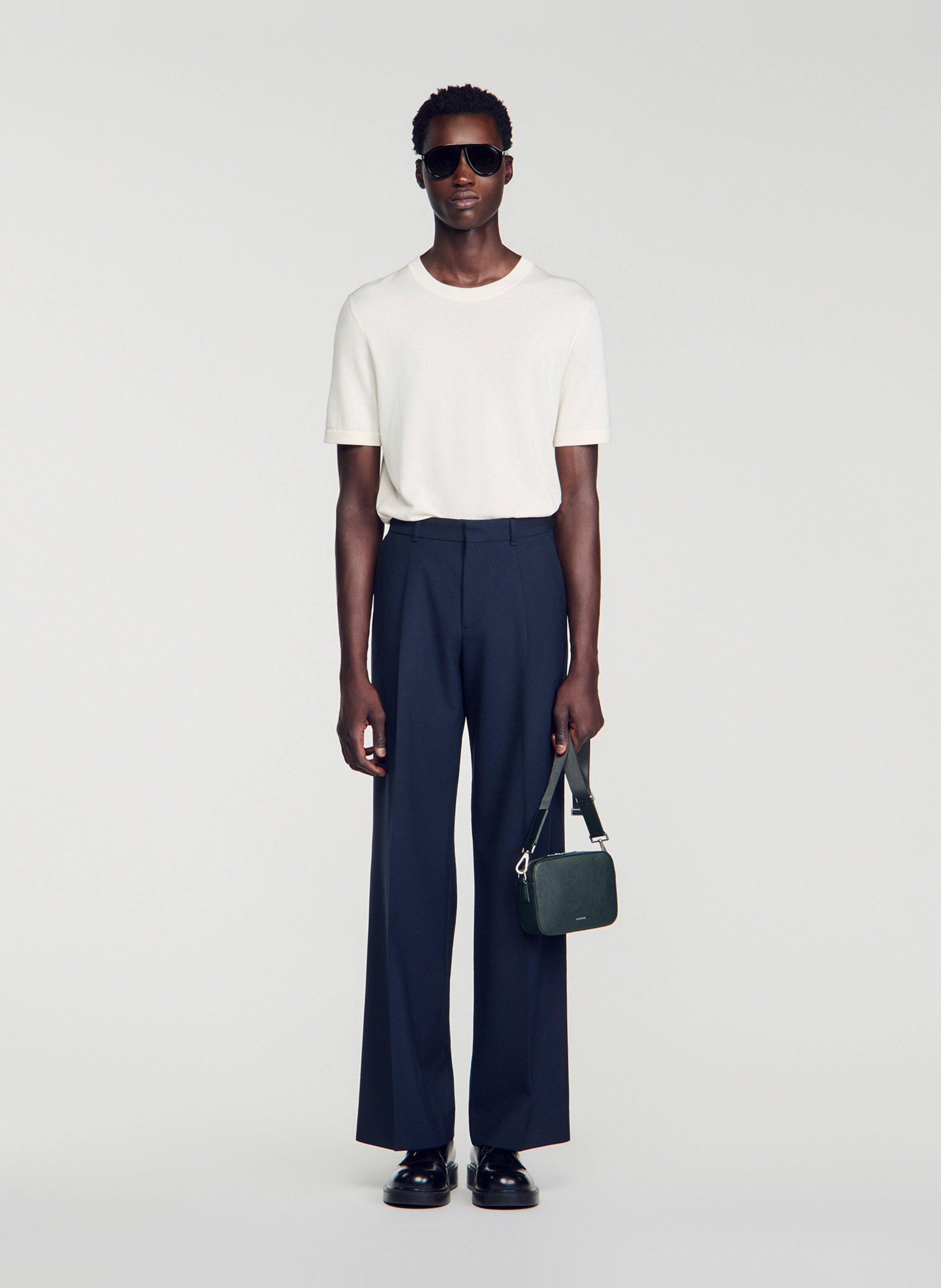 Recycled leather shoulder bag SANDRO Green