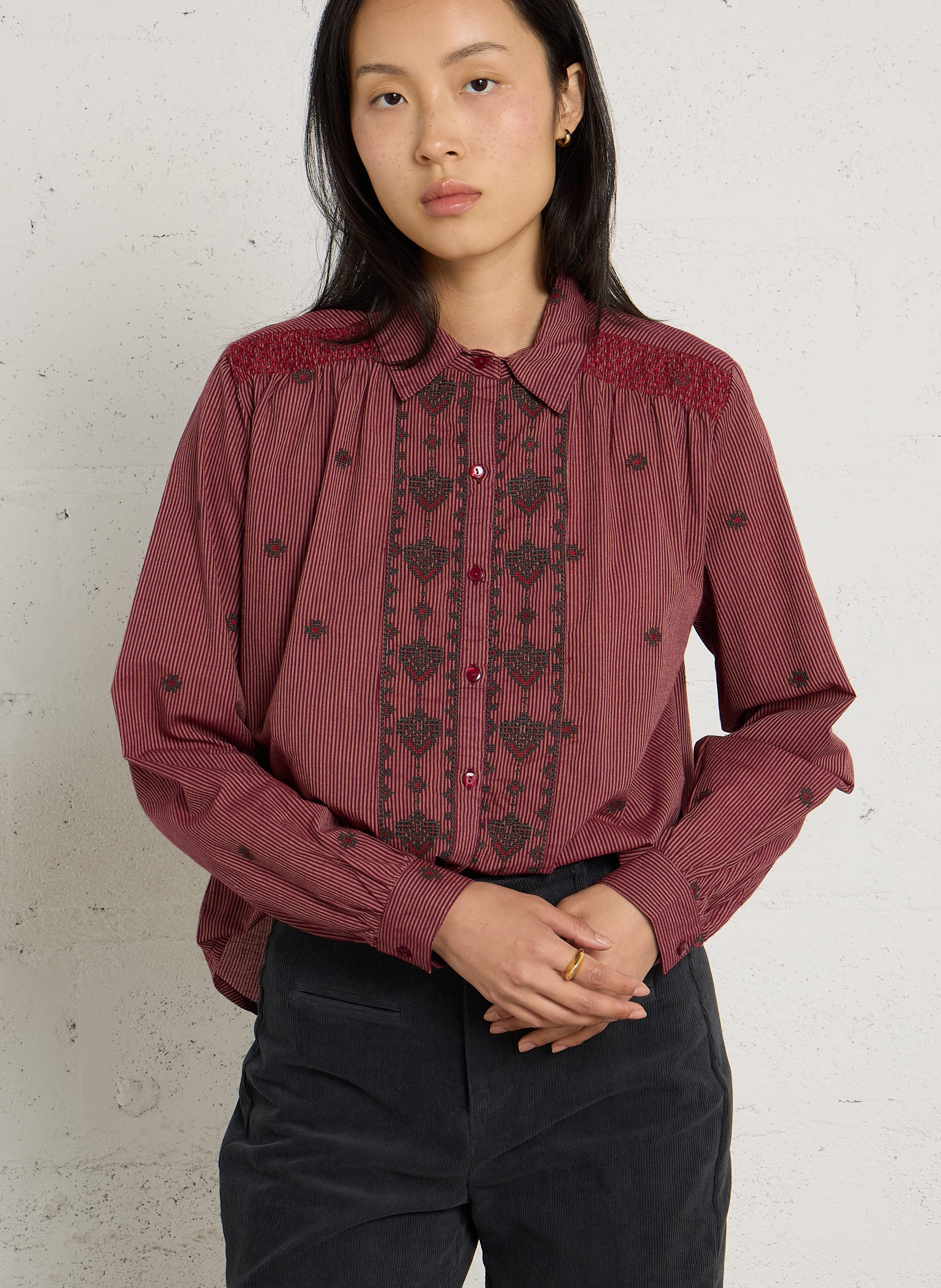 Overhemd met katoenen print MAISON HOTEL Rood