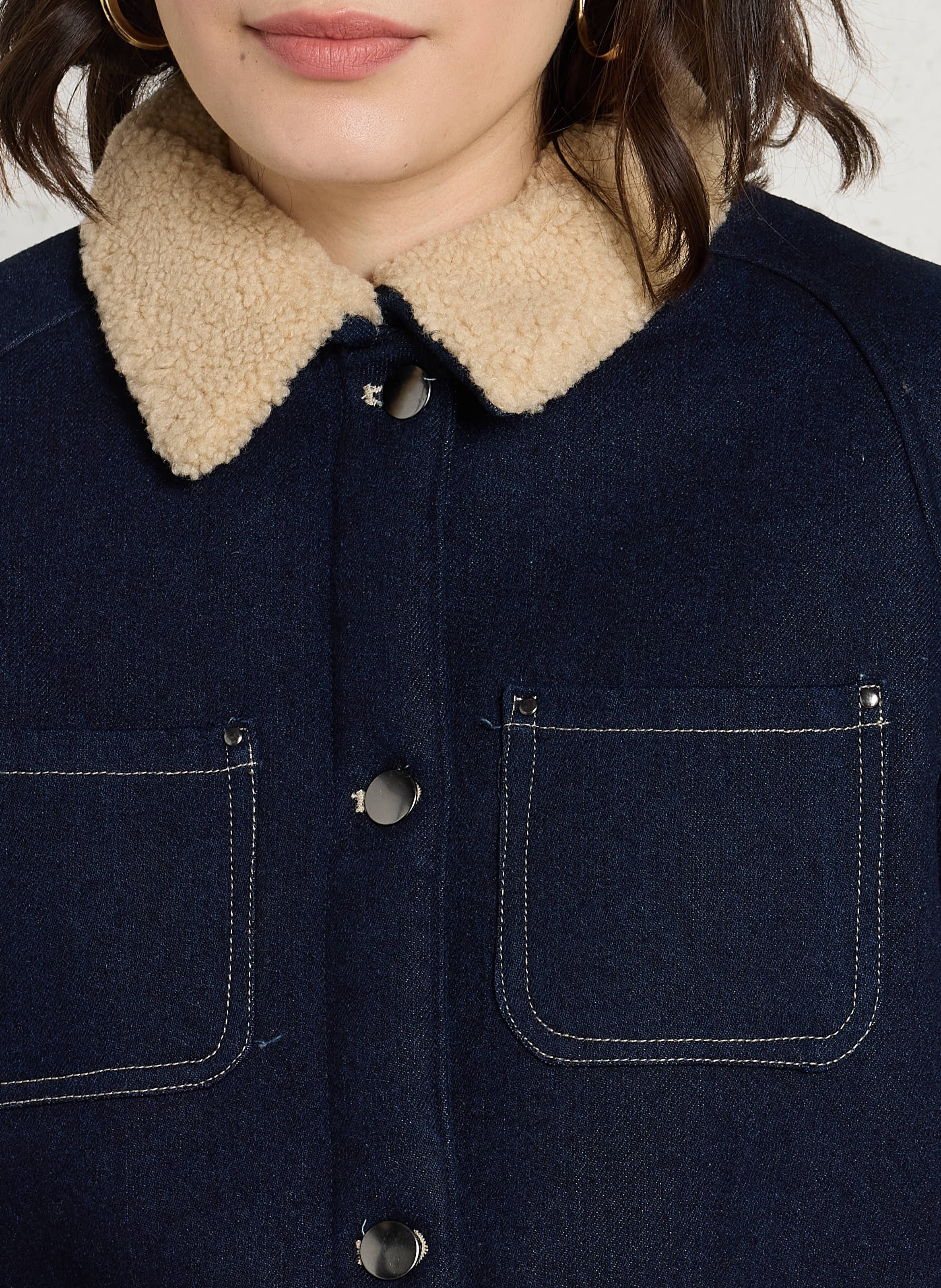 Veste denim droit col classique en coton SUD EXPRESS Bleu