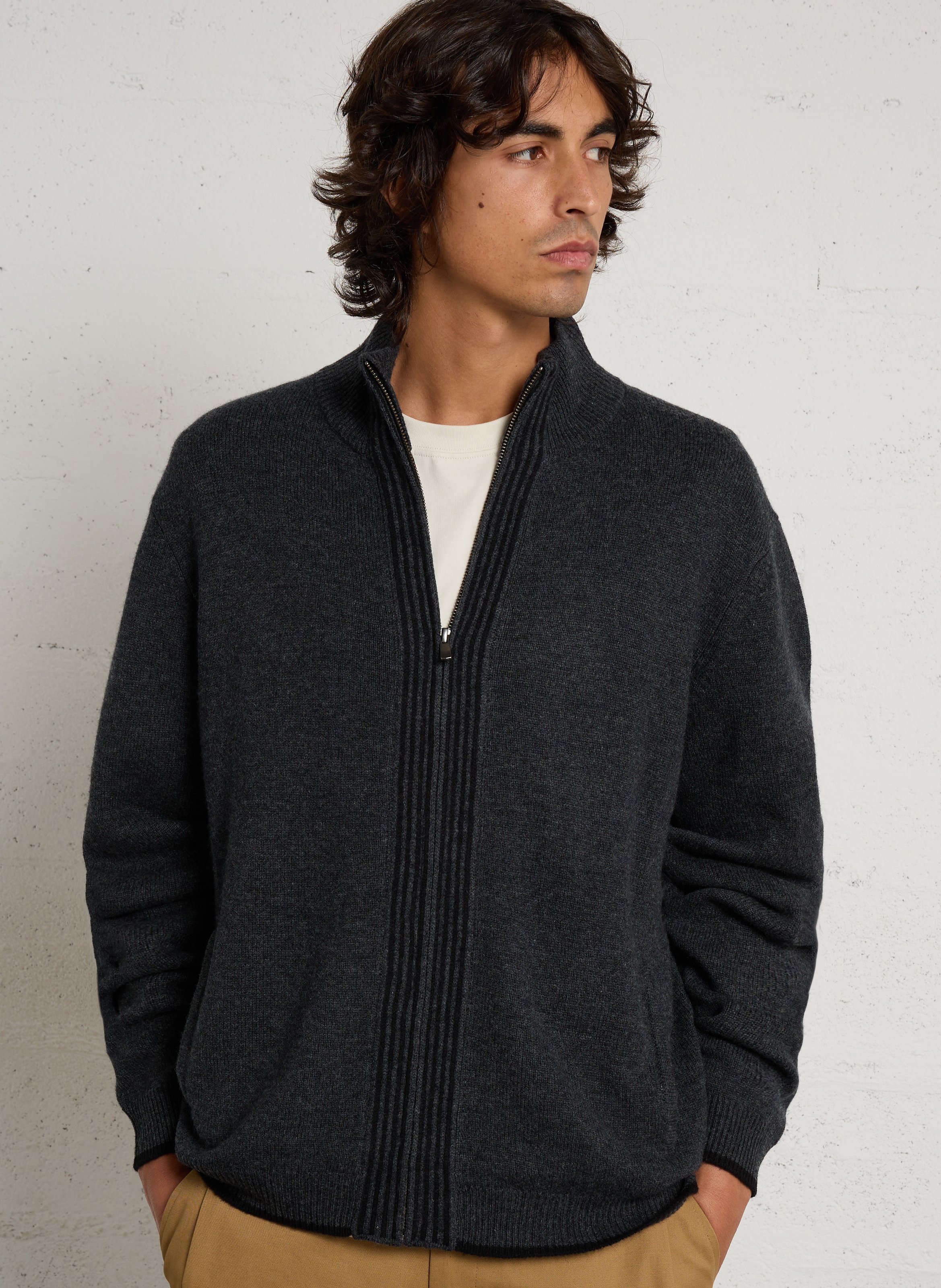 Gilet oversize en laine et cachemire MAJESTIC FILATURES Beige