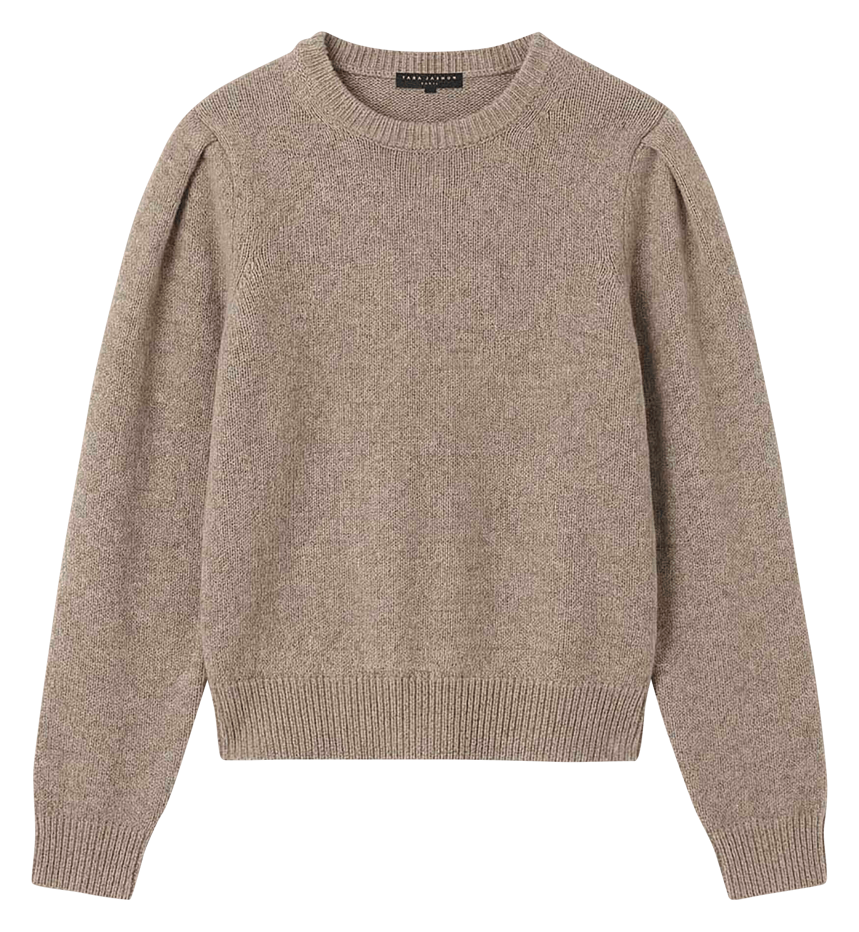 Round neck solid color wool blend sweater TARA JARMON Brown
