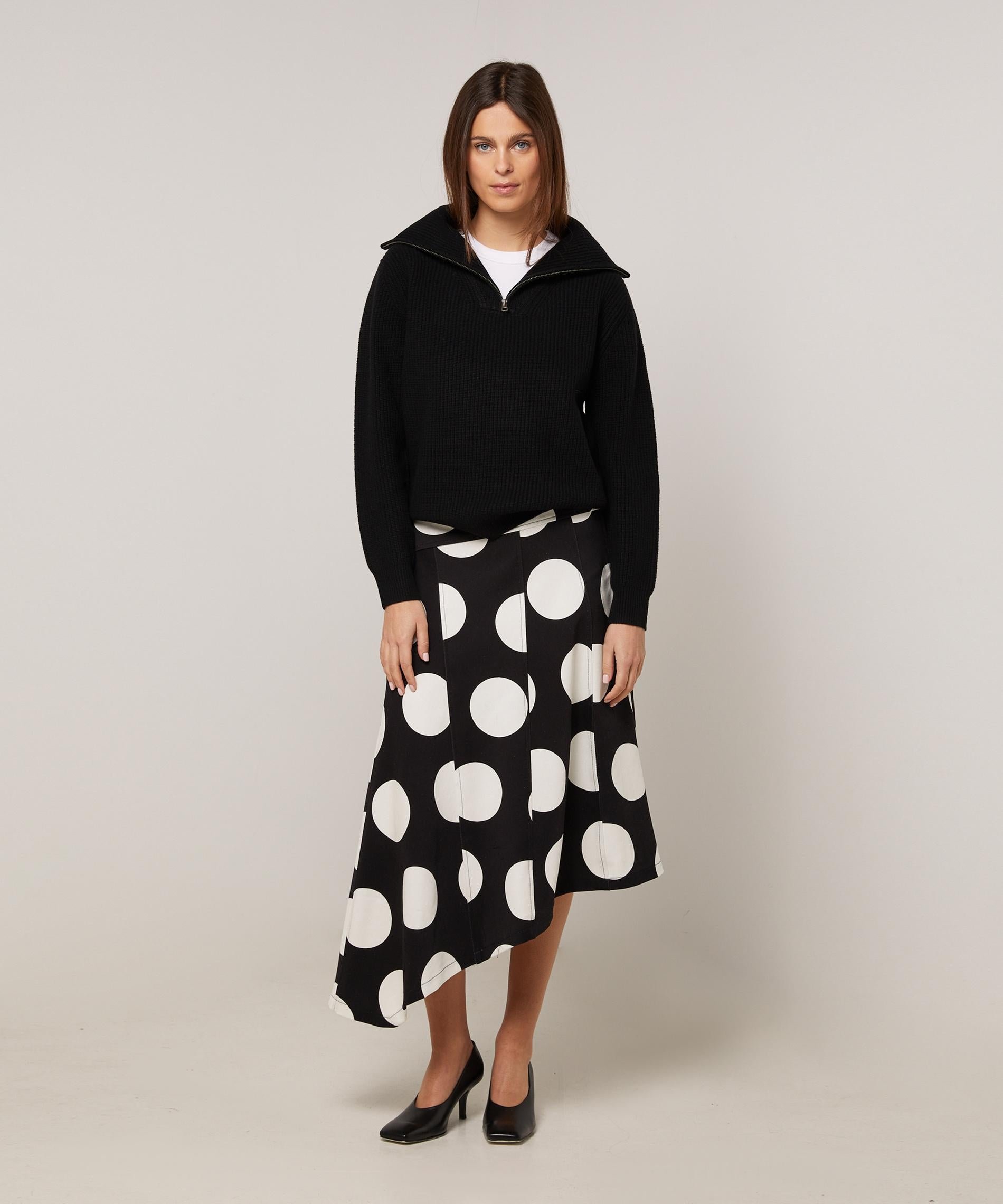 Asymmetrical long skirt in printed canvas RODIER White